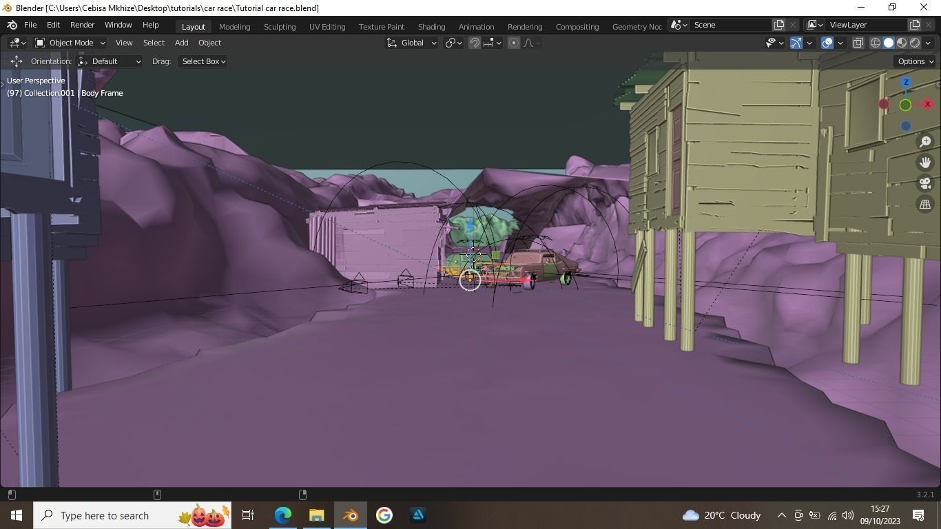 Shanty car race scene for Blender Low-poly 3D model_18