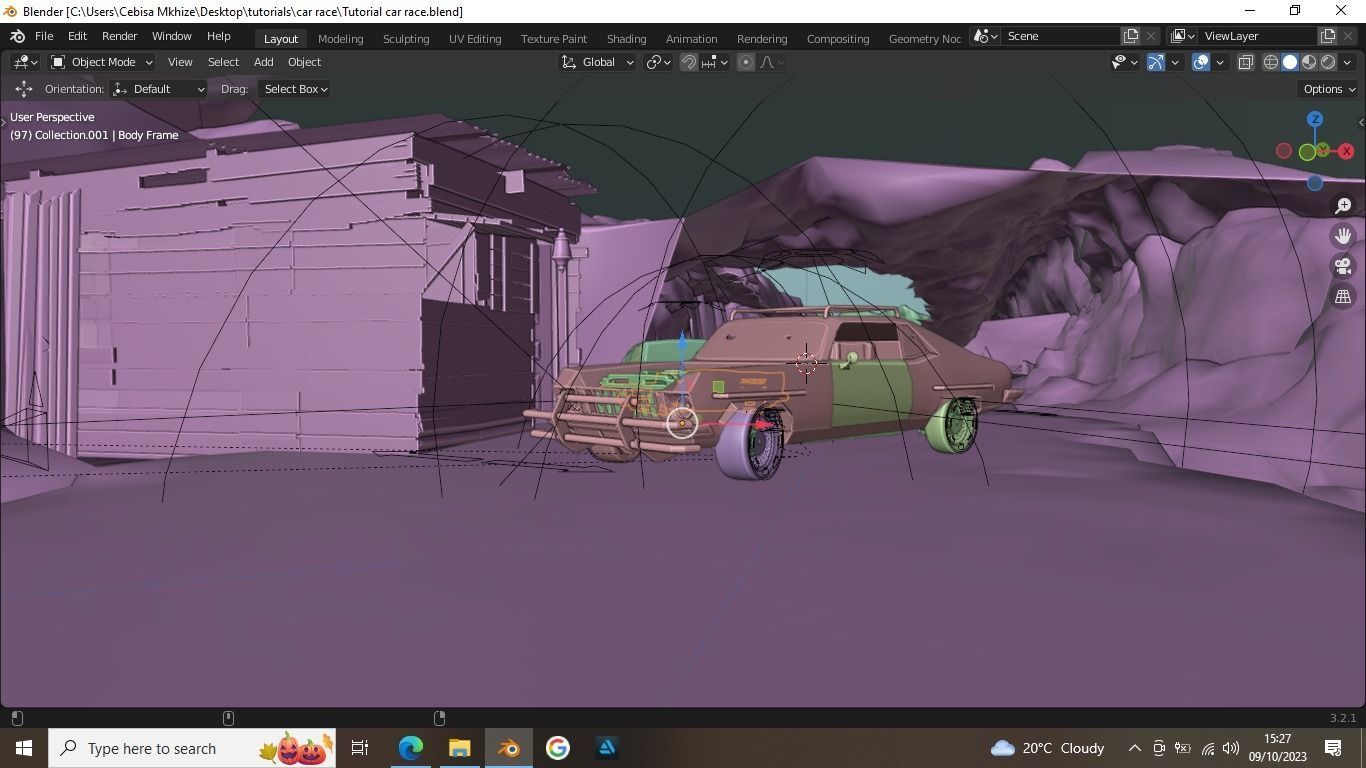 Shanty car race scene for Blender Low-poly 3D model_17