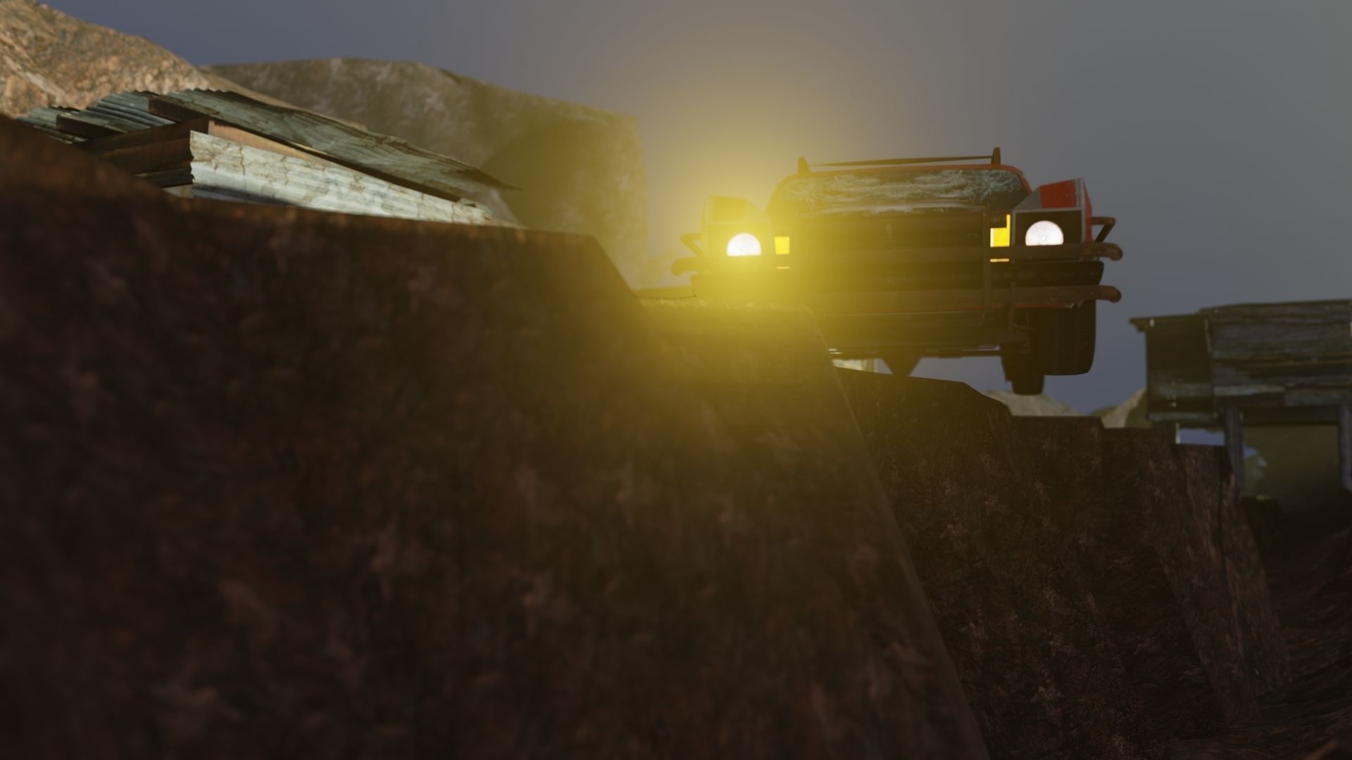 Shanty car race scene for Blender Low-poly 3D model_5