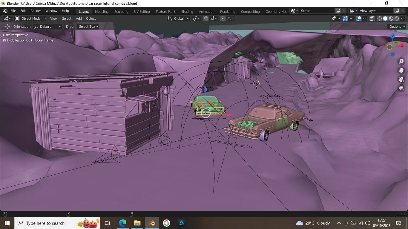 Shanty car race scene for Blender Low-poly 3D model_16