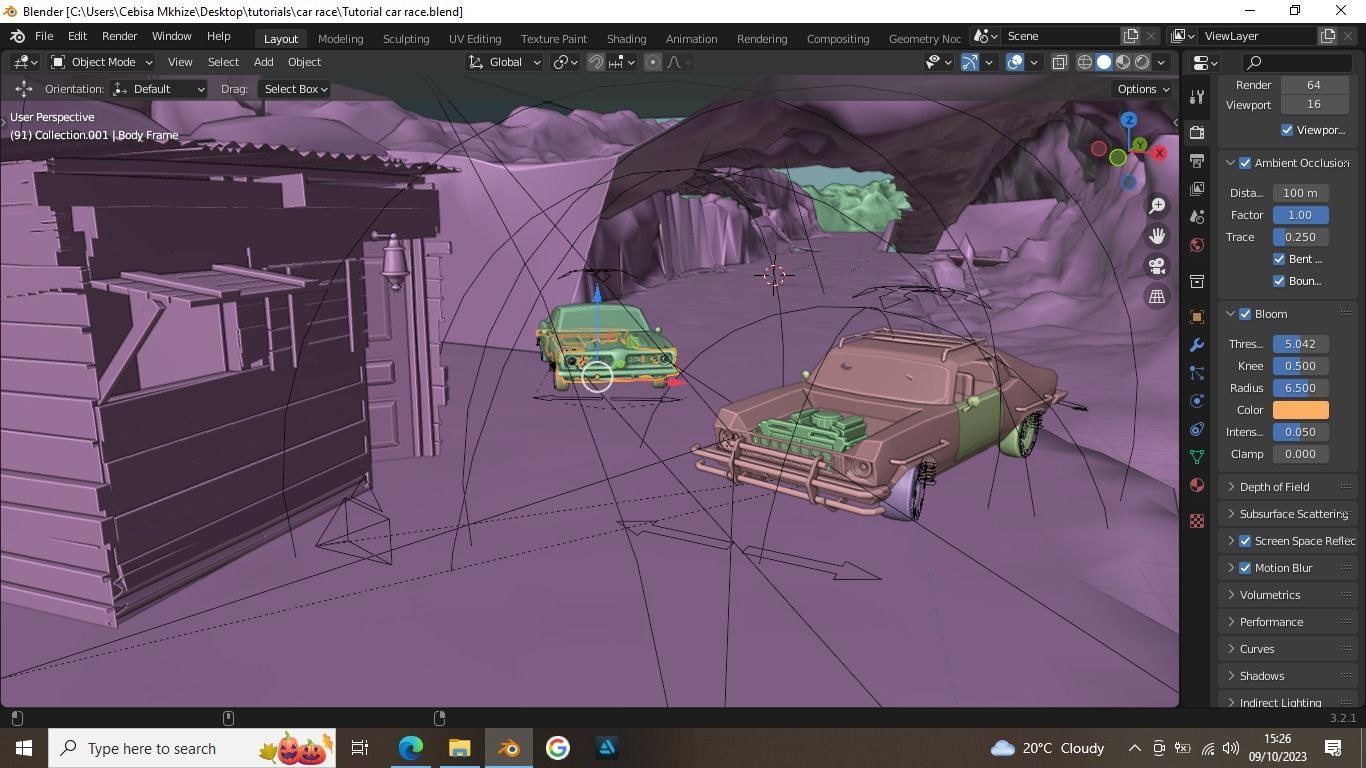 Shanty car race scene for Blender Low-poly 3D model_15