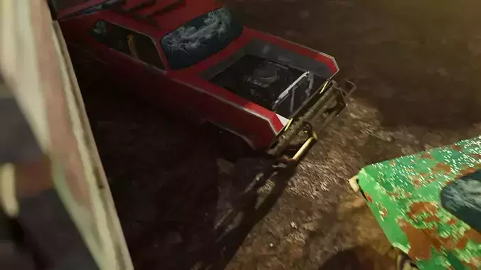 Shanty car race scene for Blender Low-poly 3D model