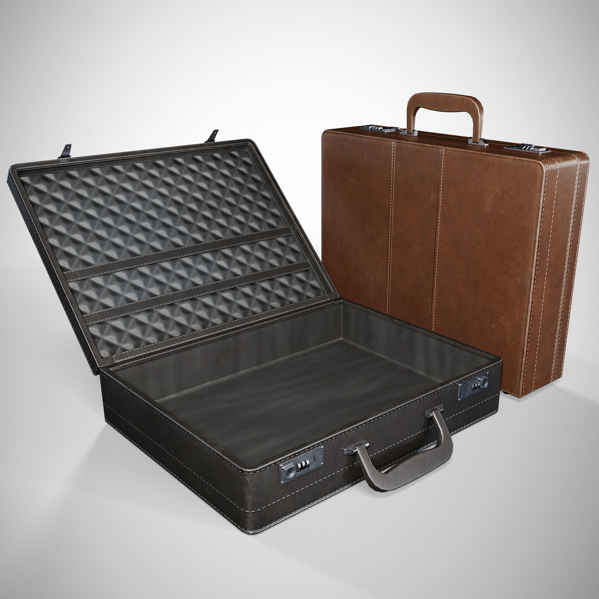 Office Leather Briefcase Low-poly 3D model_2