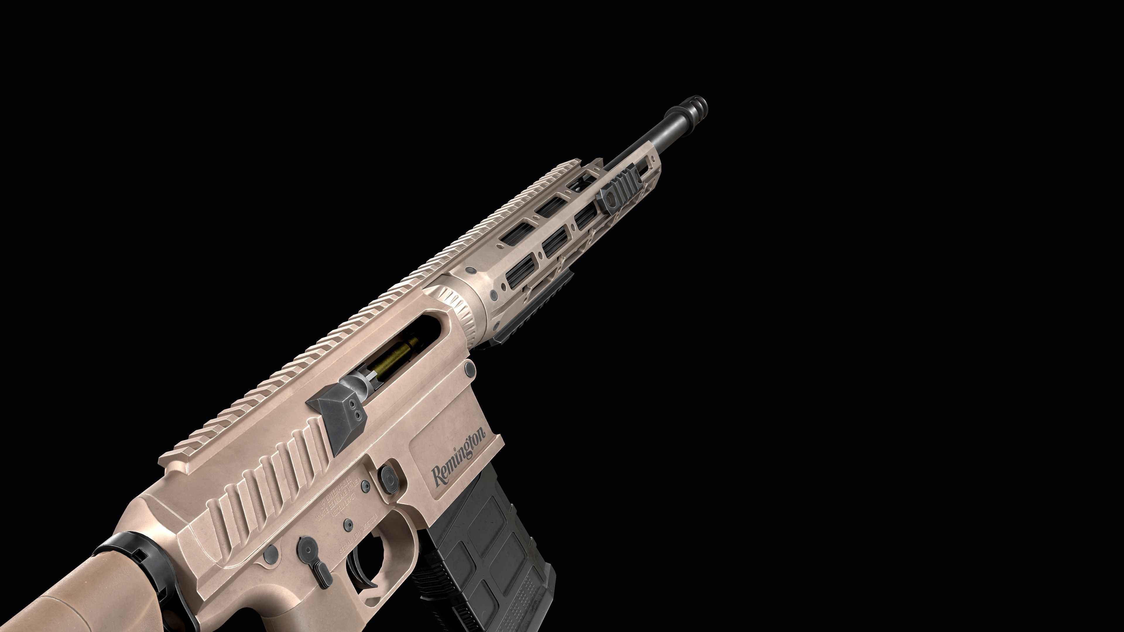 modular sniper rifle Remington R11 RSASS Low-poly 3D model_24