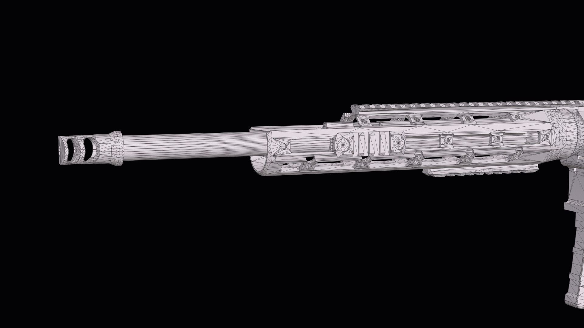modular sniper rifle Remington R11 RSASS Low-poly 3D model_29