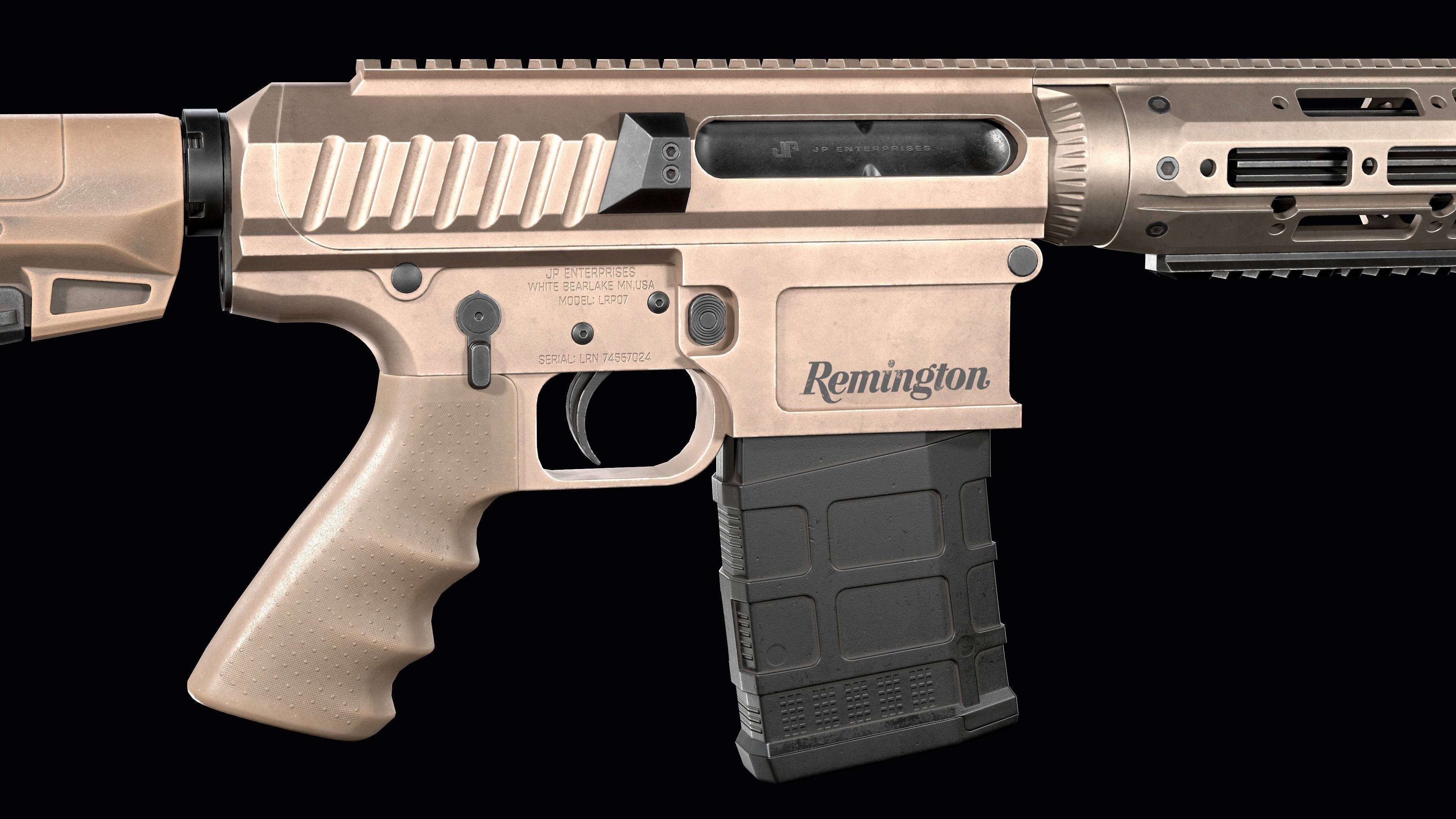 modular sniper rifle Remington R11 RSASS Low-poly 3D model_11