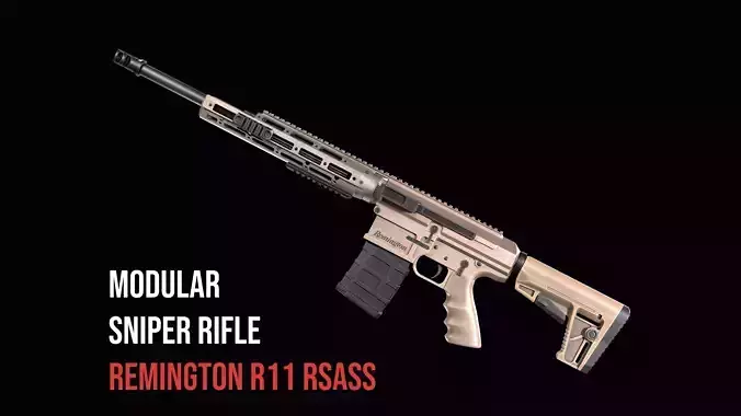 modular sniper rifle Remington R11 RSASS Low-poly 3D model