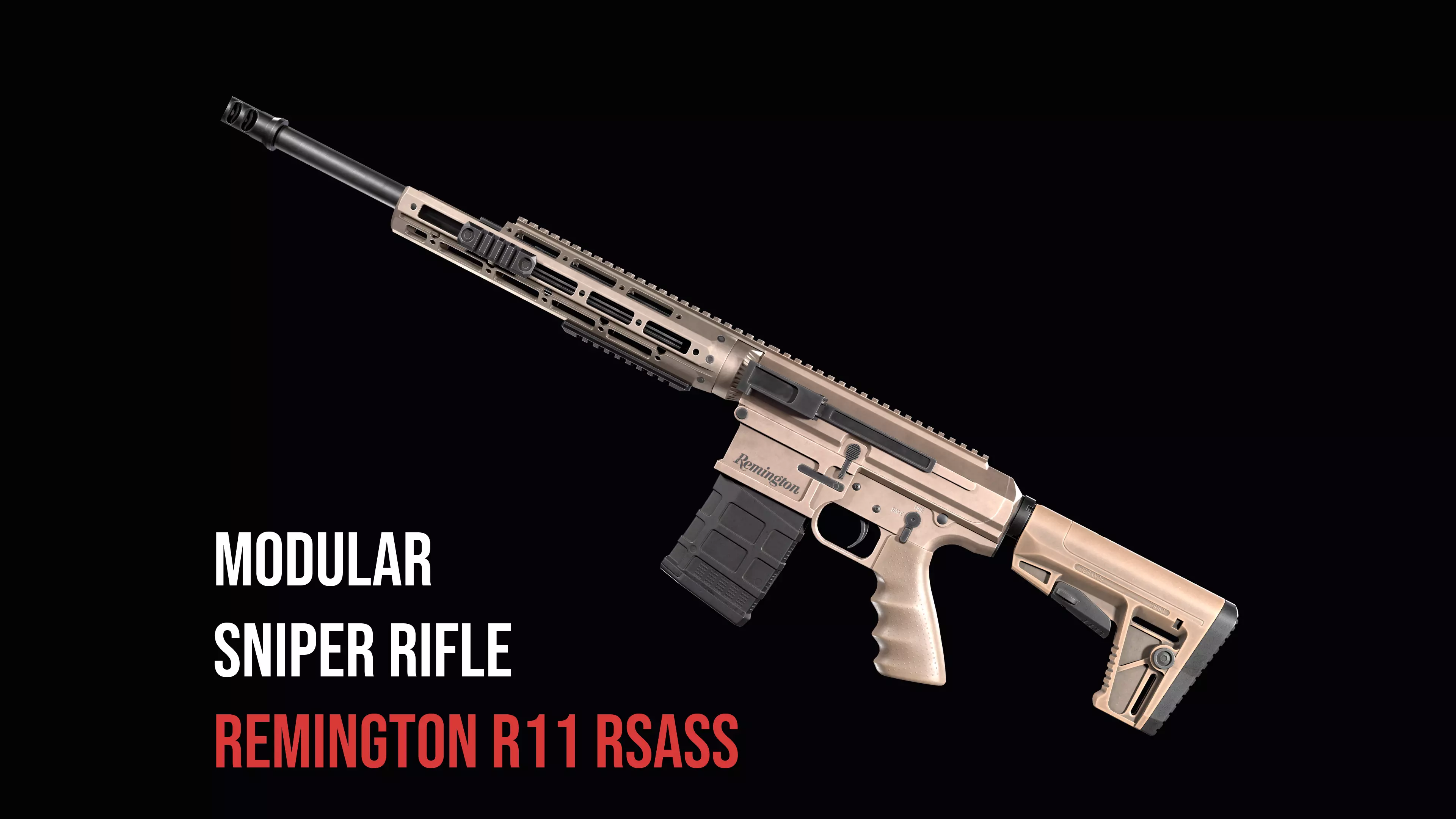 modular sniper rifle Remington R11 RSASS Low-poly 3D model_0