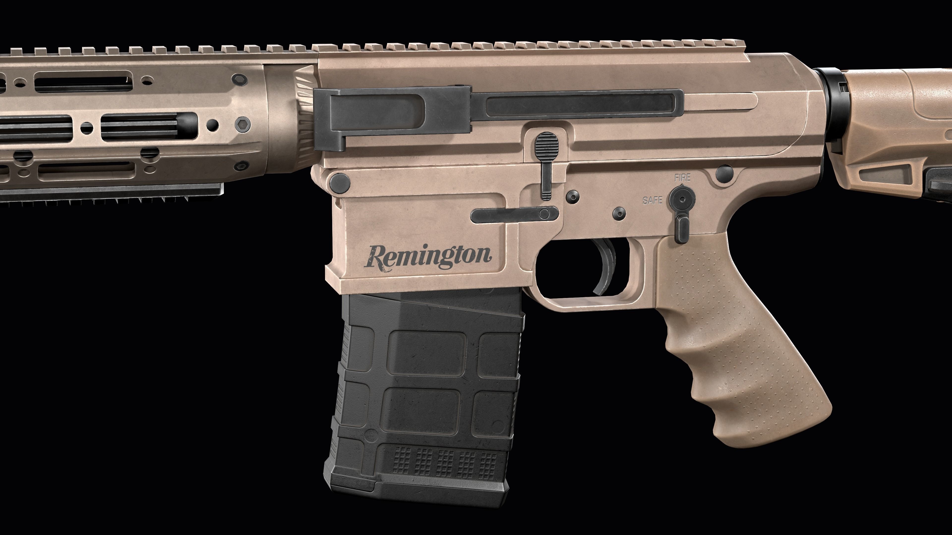 modular sniper rifle Remington R11 RSASS Low-poly 3D model_10