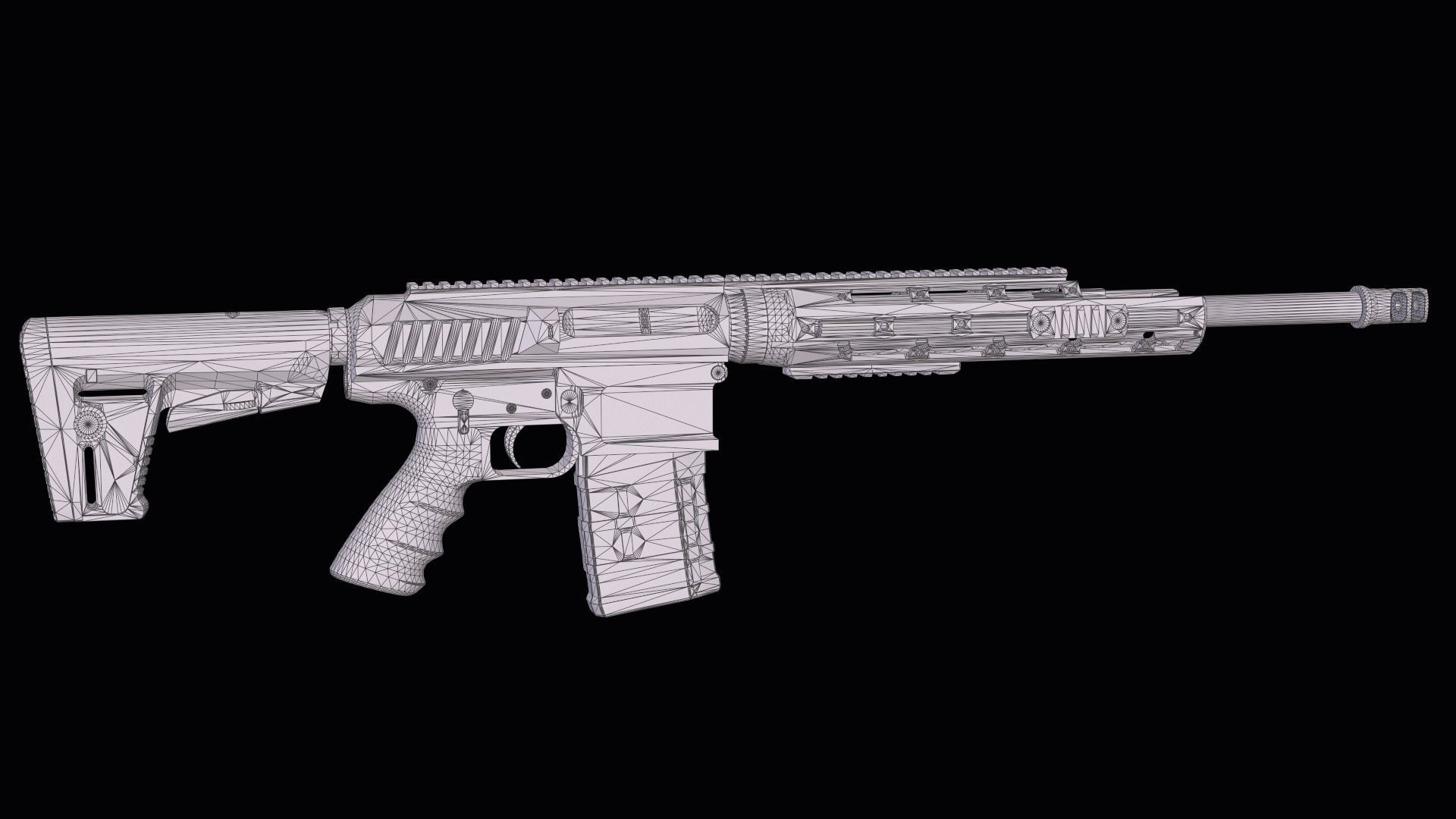 modular sniper rifle Remington R11 RSASS Low-poly 3D model_28