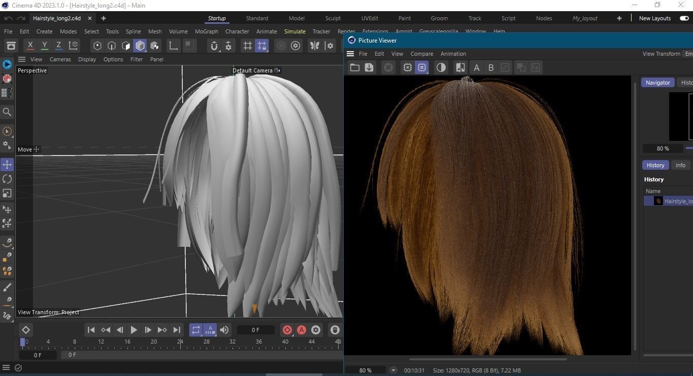 Hairstyle long II Real-Time Hairstyle for Games Low-poly 3D model_20