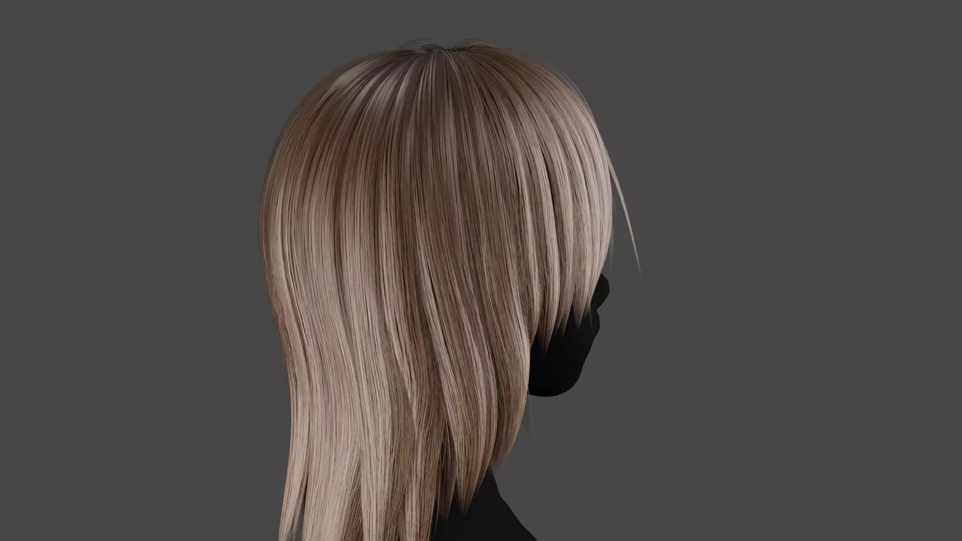 Hairstyle long II Real-Time Hairstyle for Games Low-poly 3D model_0
