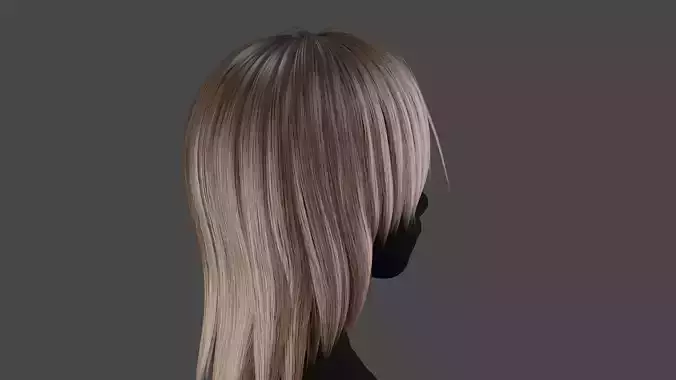 Hairstyle long II Real-Time Hairstyle for Games Low-poly 3D model