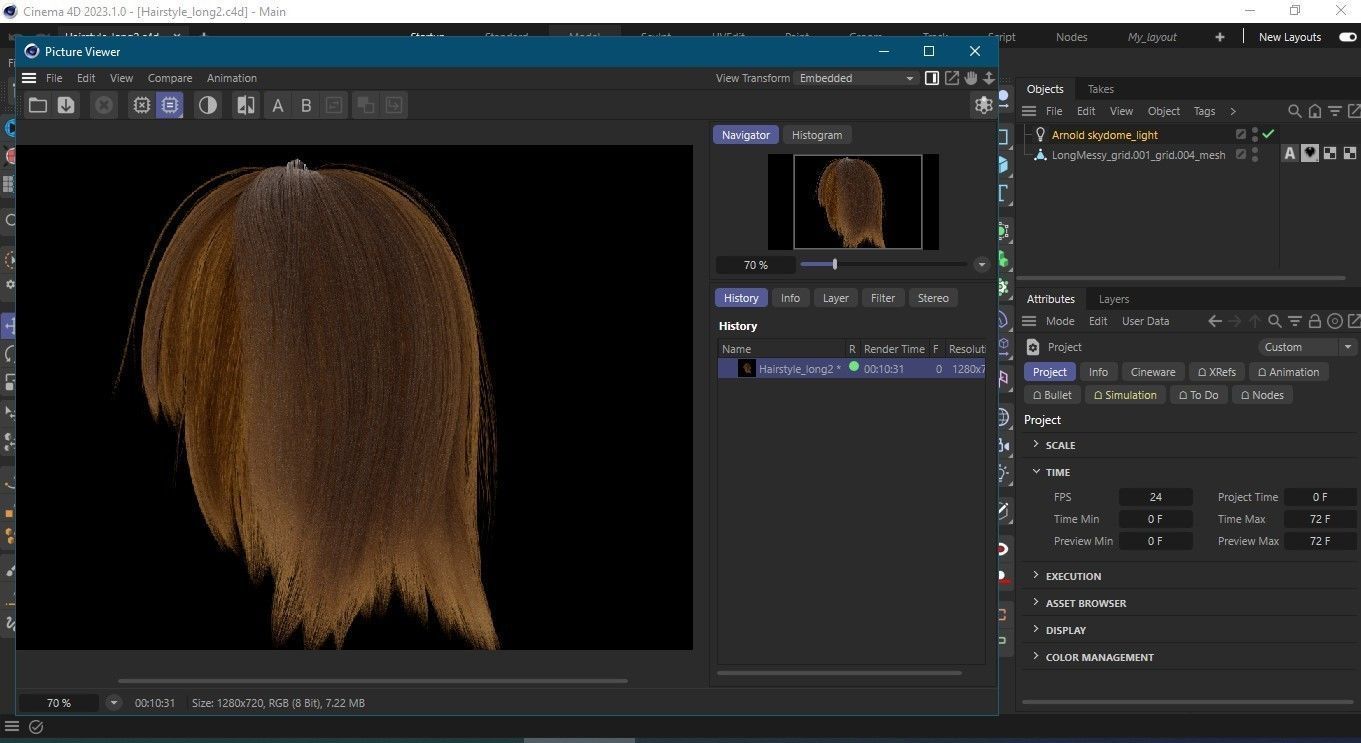 Hairstyle long II Real-Time Hairstyle for Games Low-poly 3D model_21
