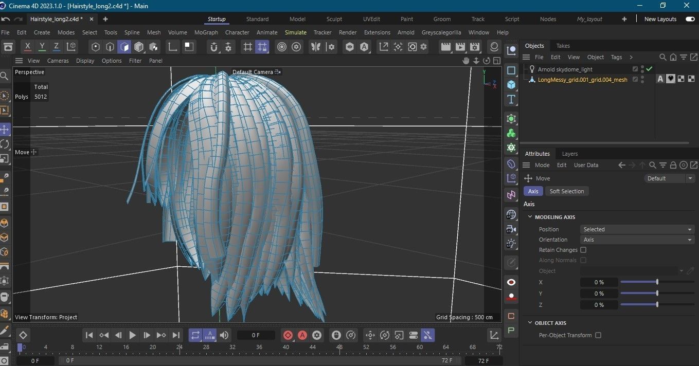 Hairstyle long II Real-Time Hairstyle for Games Low-poly 3D model_23