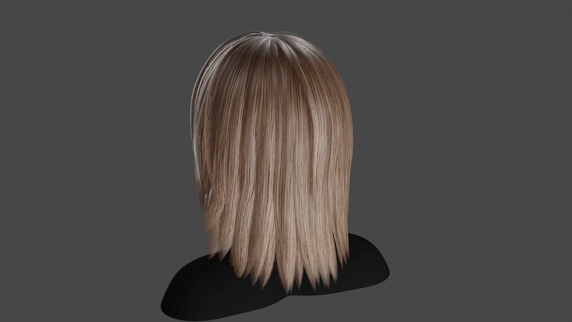 Hairstyle long II Real-Time Hairstyle for Games Low-poly 3D model_5