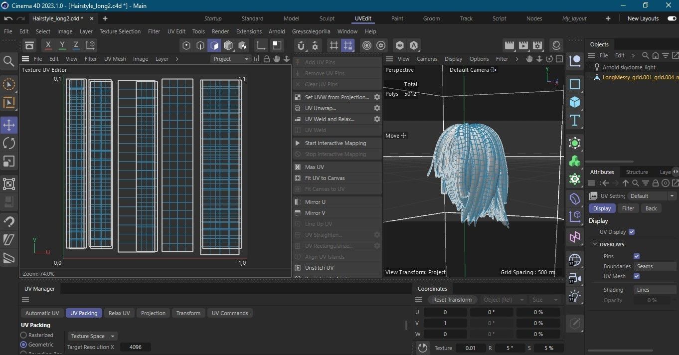 Hairstyle long II Real-Time Hairstyle for Games Low-poly 3D model_22