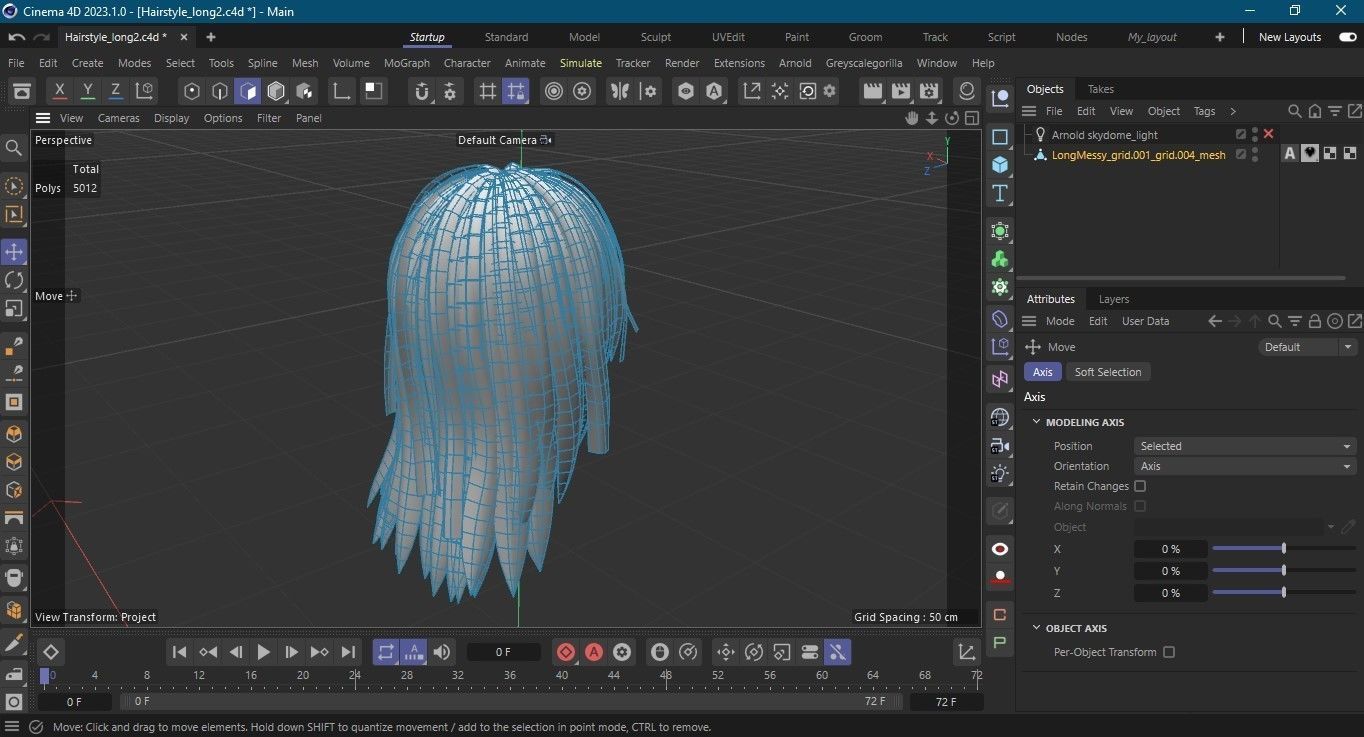 Hairstyle long II Real-Time Hairstyle for Games Low-poly 3D model_24