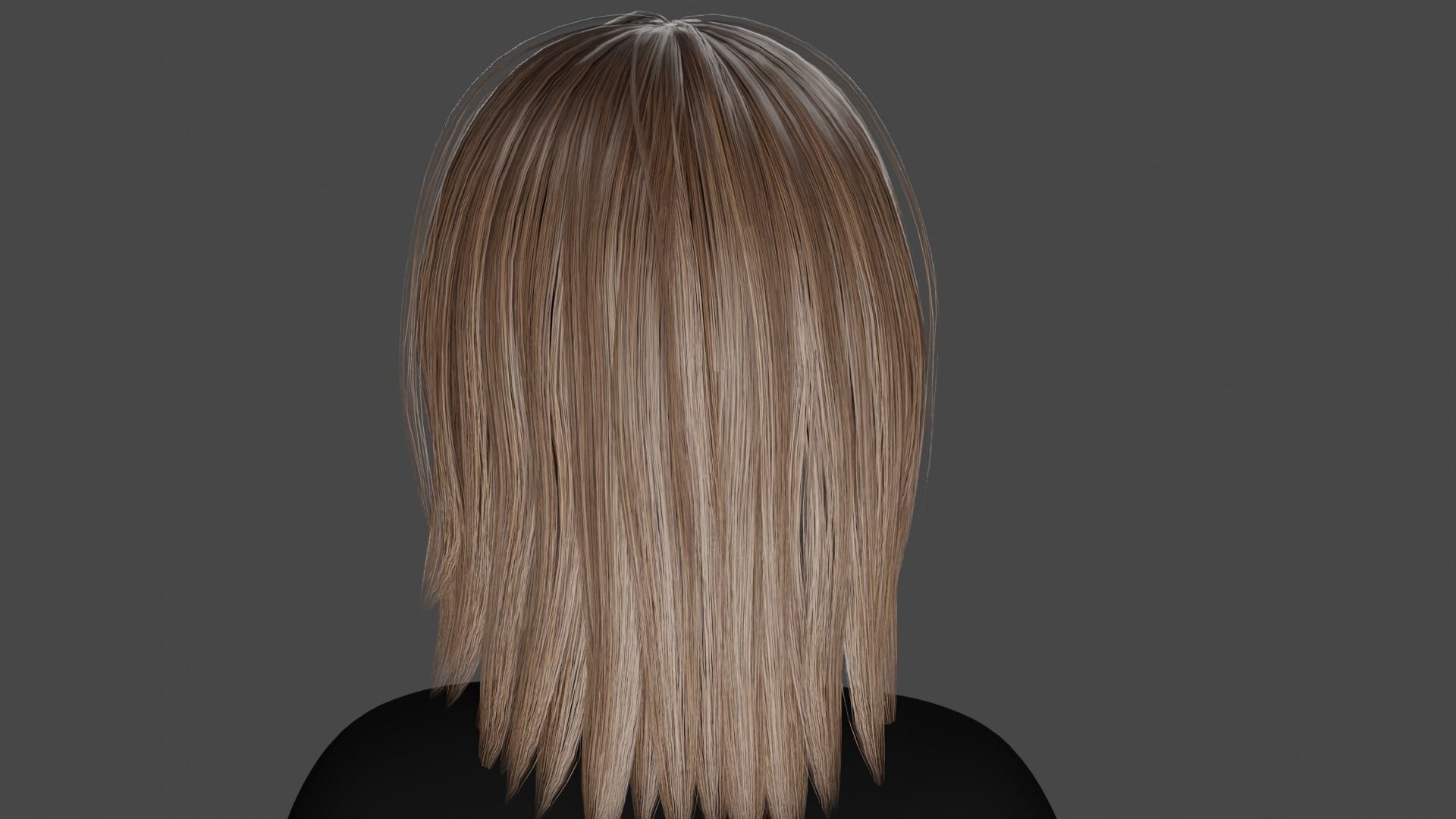 Hairstyle long II Real-Time Hairstyle for Games Low-poly 3D model_14
