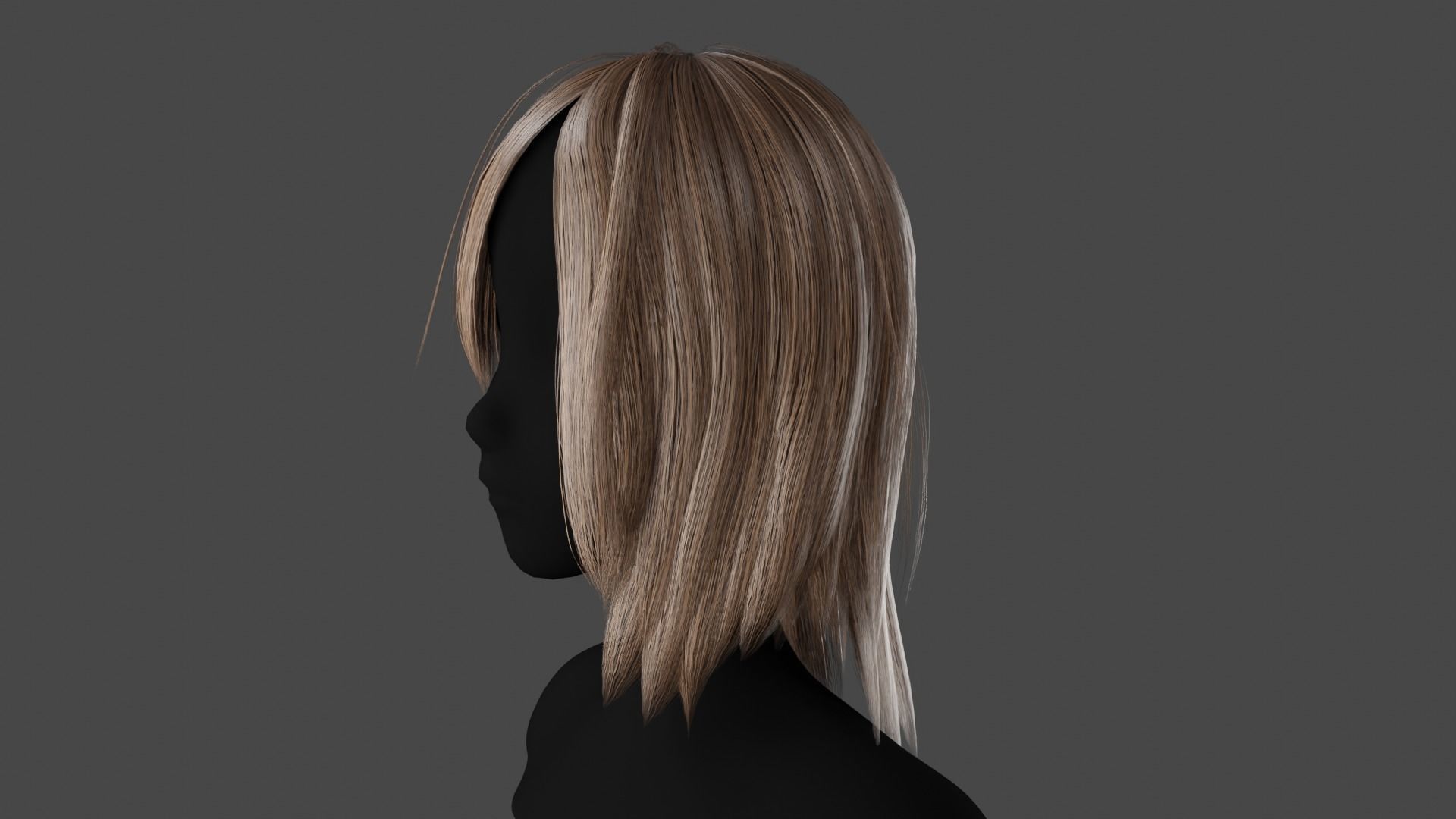 Hairstyle long II Real-Time Hairstyle for Games Low-poly 3D model_16