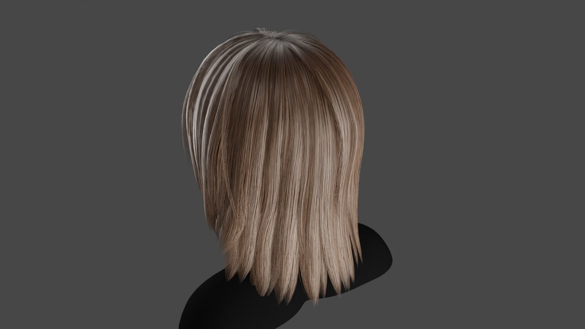 Hairstyle long II Real-Time Hairstyle for Games Low-poly 3D model_12