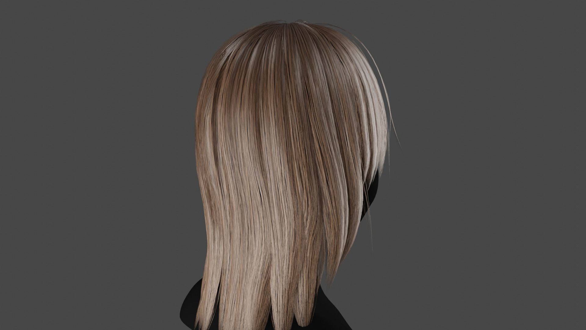 Hairstyle long II Real-Time Hairstyle for Games Low-poly 3D model_4