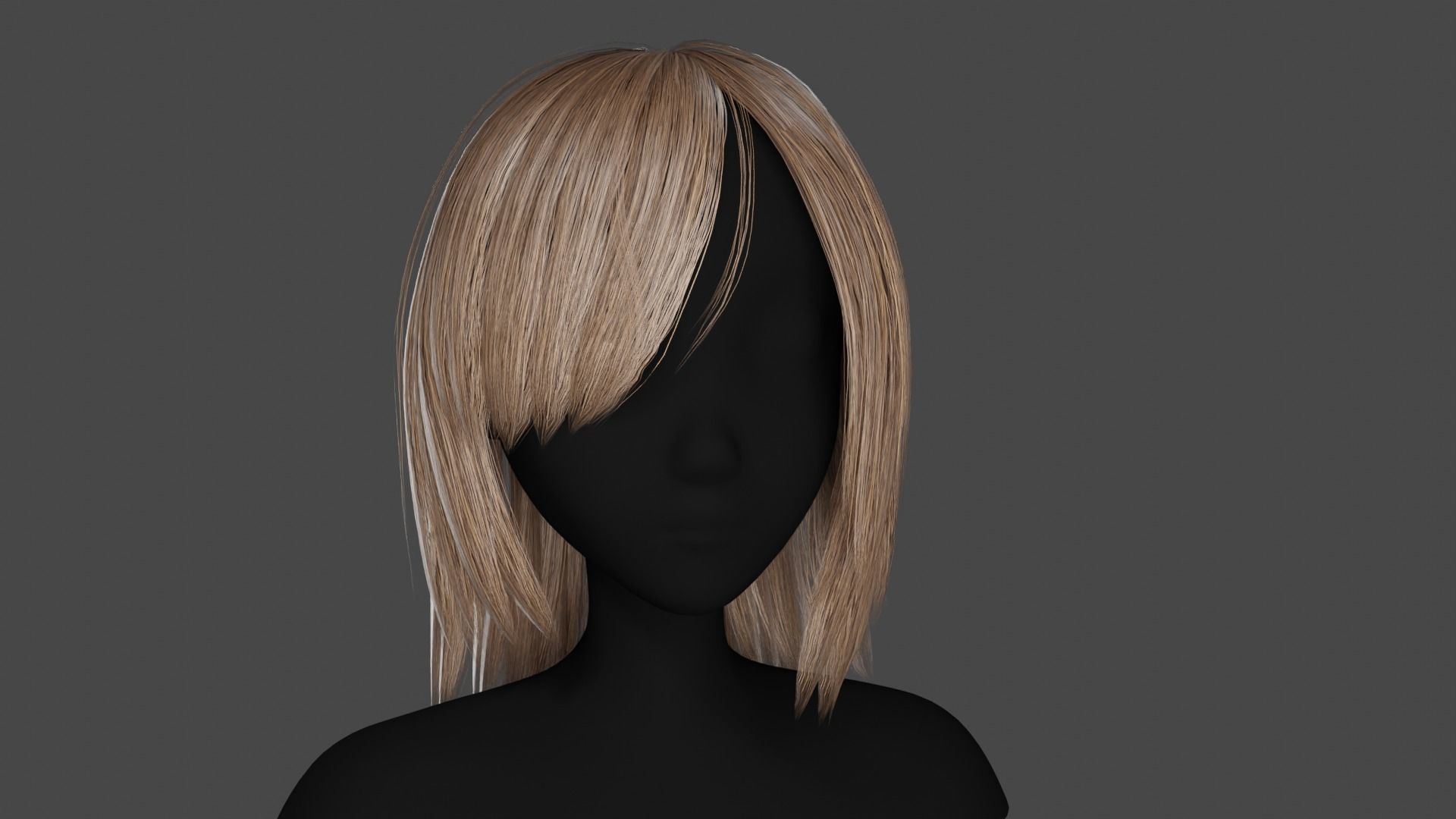 Hairstyle long II Real-Time Hairstyle for Games Low-poly 3D model_1