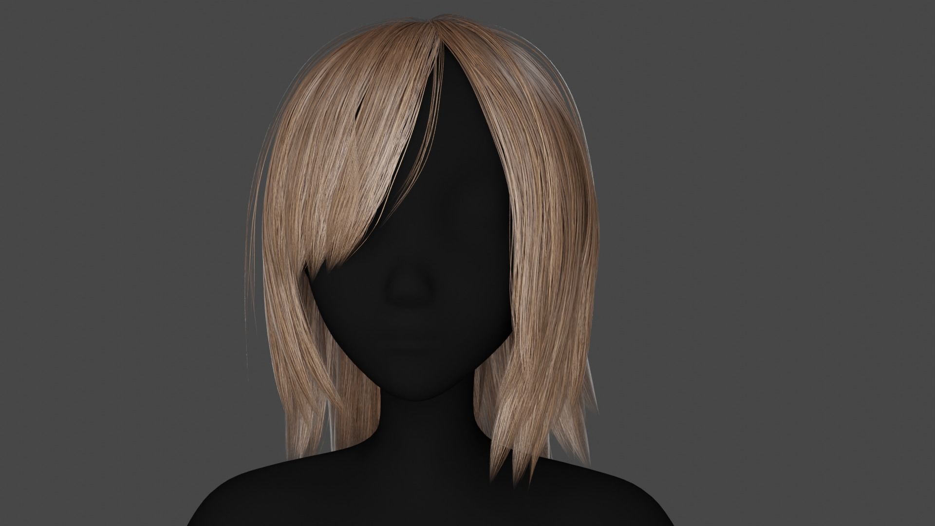Hairstyle long II Real-Time Hairstyle for Games Low-poly 3D model_9