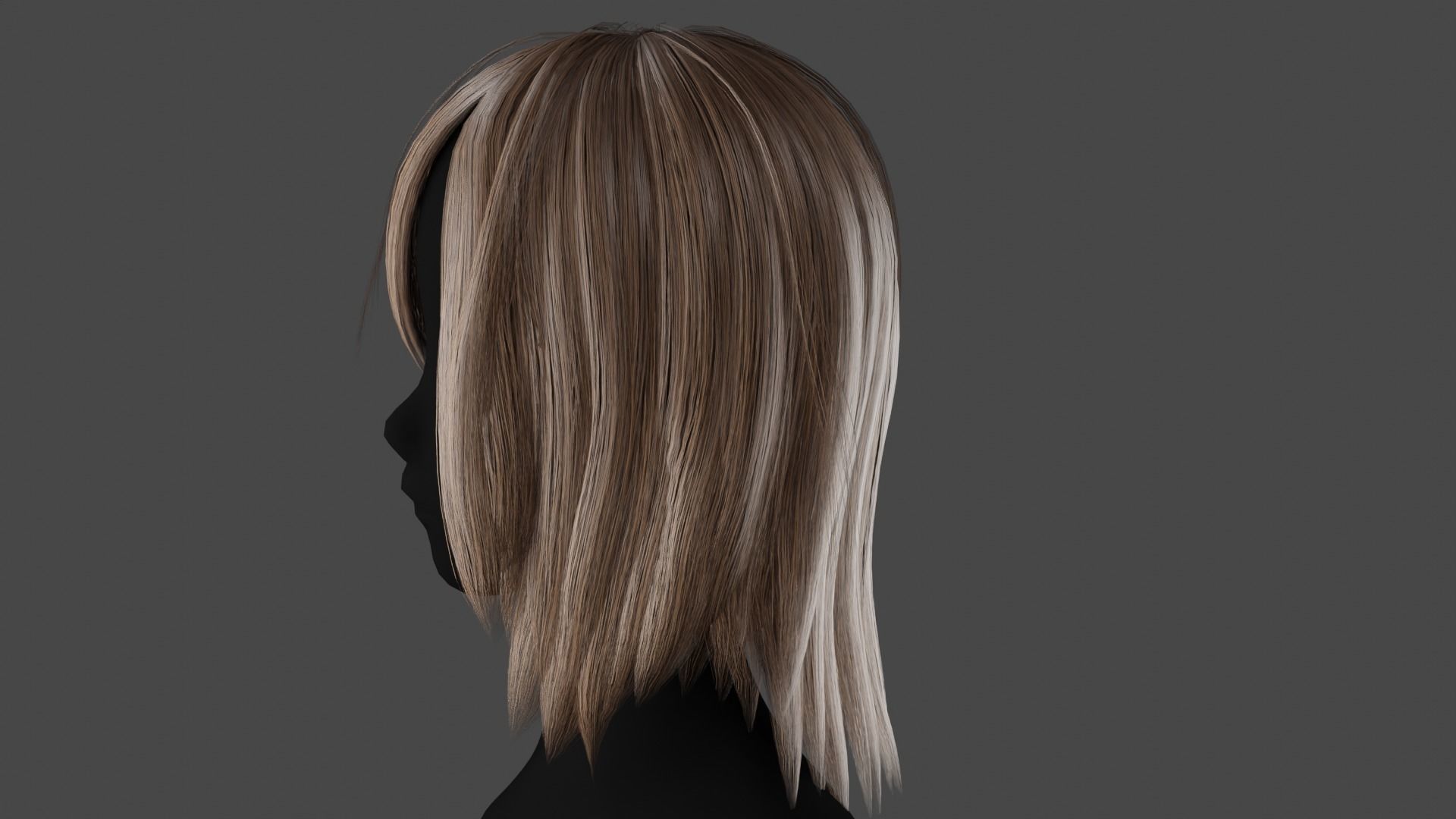 Hairstyle long II Real-Time Hairstyle for Games Low-poly 3D model_15
