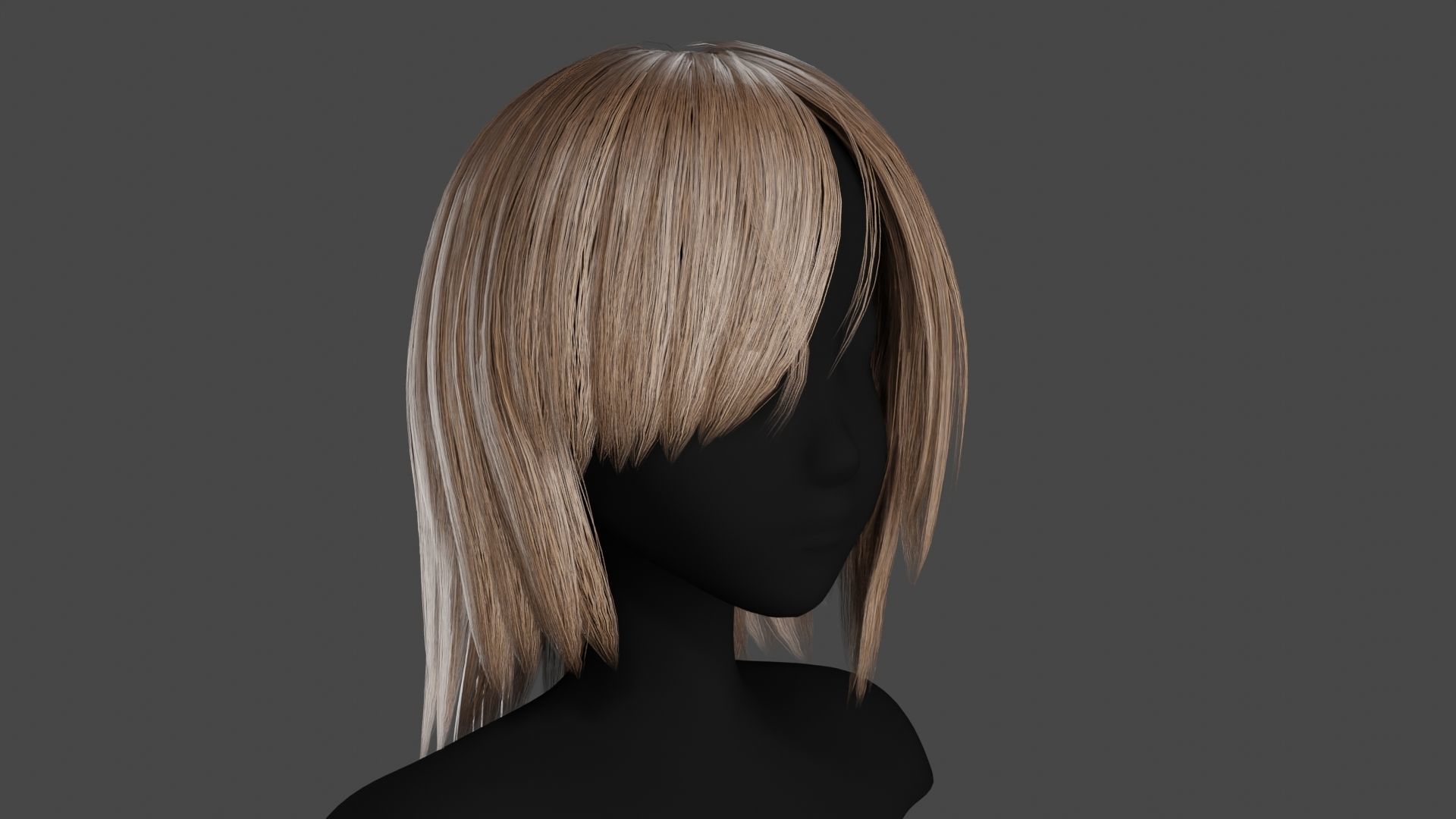 Hairstyle long II Real-Time Hairstyle for Games Low-poly 3D model_3