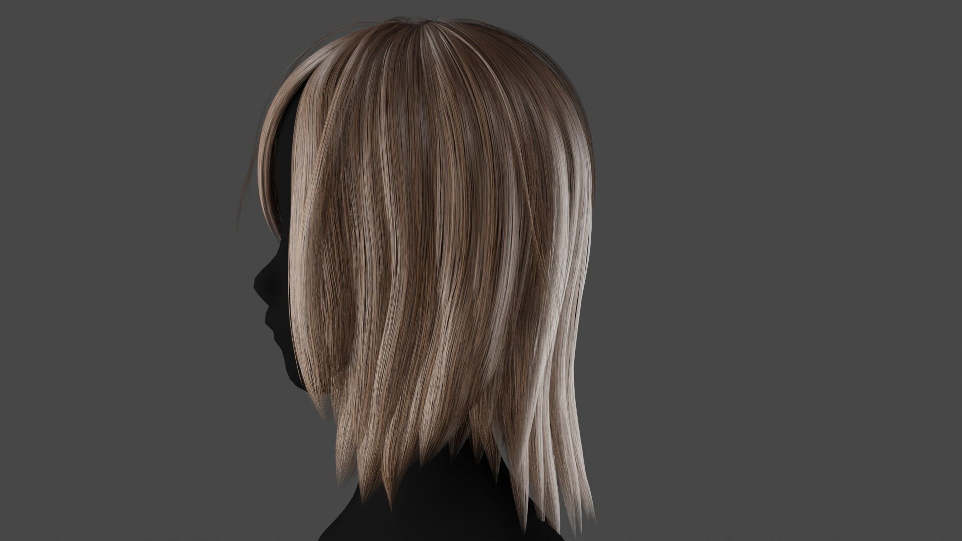 Hairstyle long II Real-Time Hairstyle for Games Low-poly 3D model_7