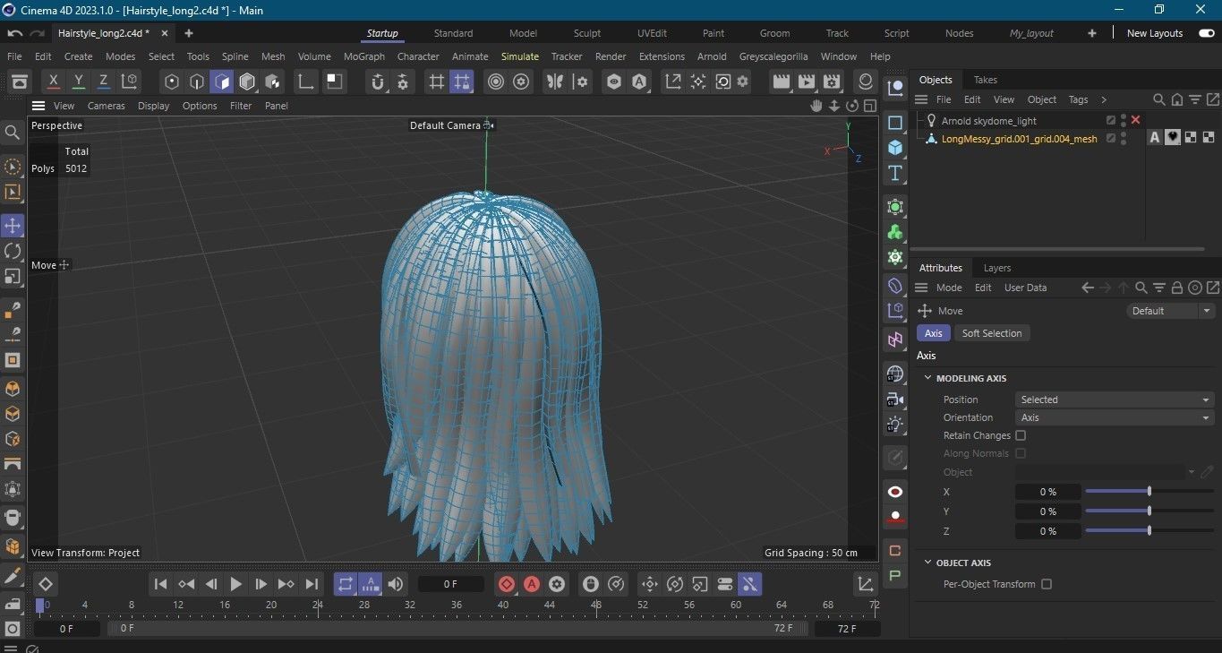 Hairstyle long II Real-Time Hairstyle for Games Low-poly 3D model_25