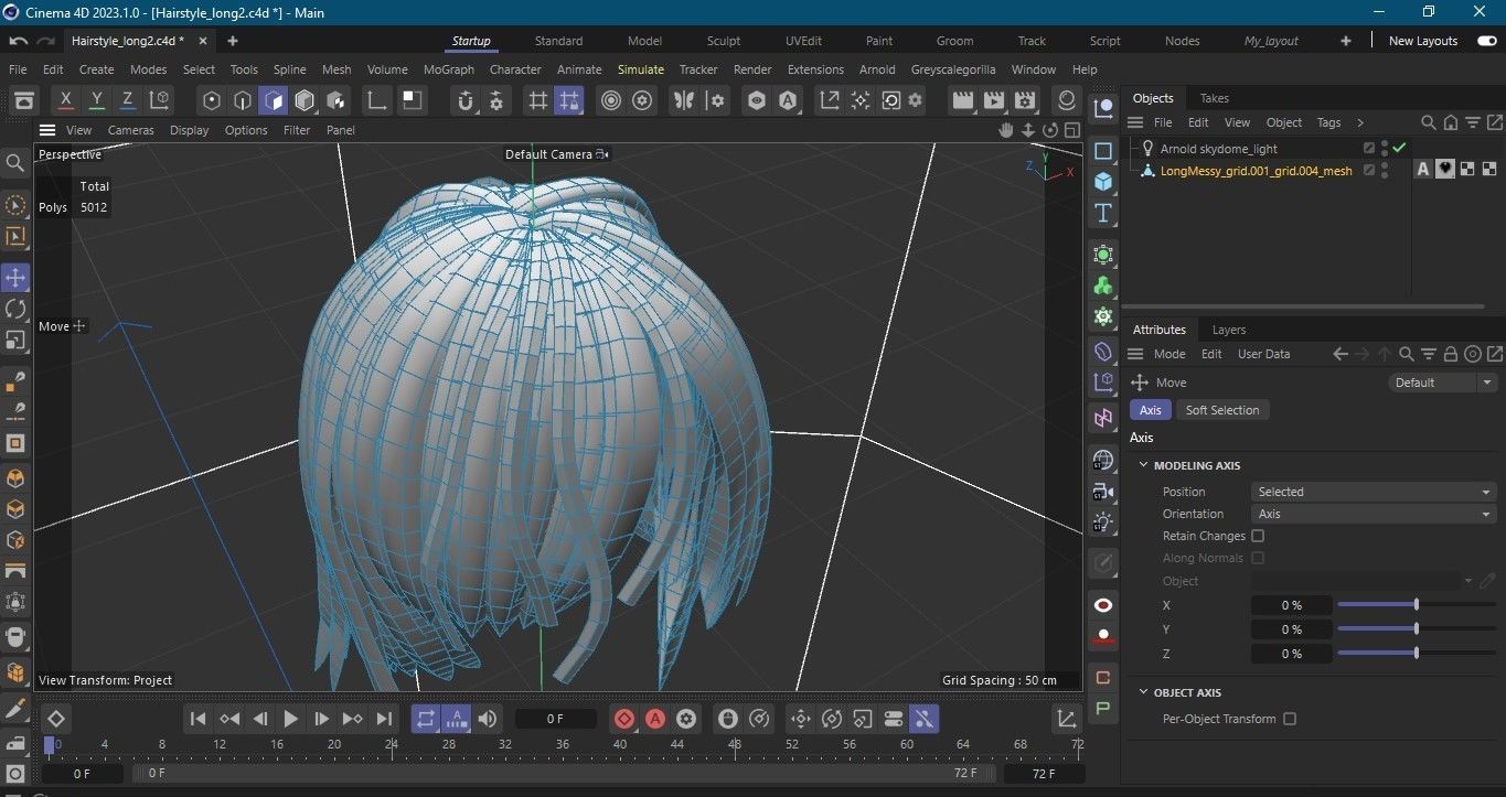 Hairstyle long II Real-Time Hairstyle for Games Low-poly 3D model_26
