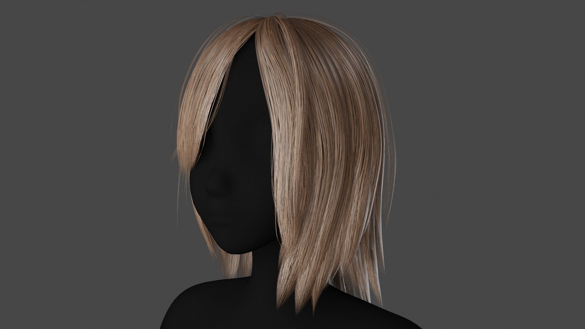 Hairstyle long II Real-Time Hairstyle for Games Low-poly 3D model_8