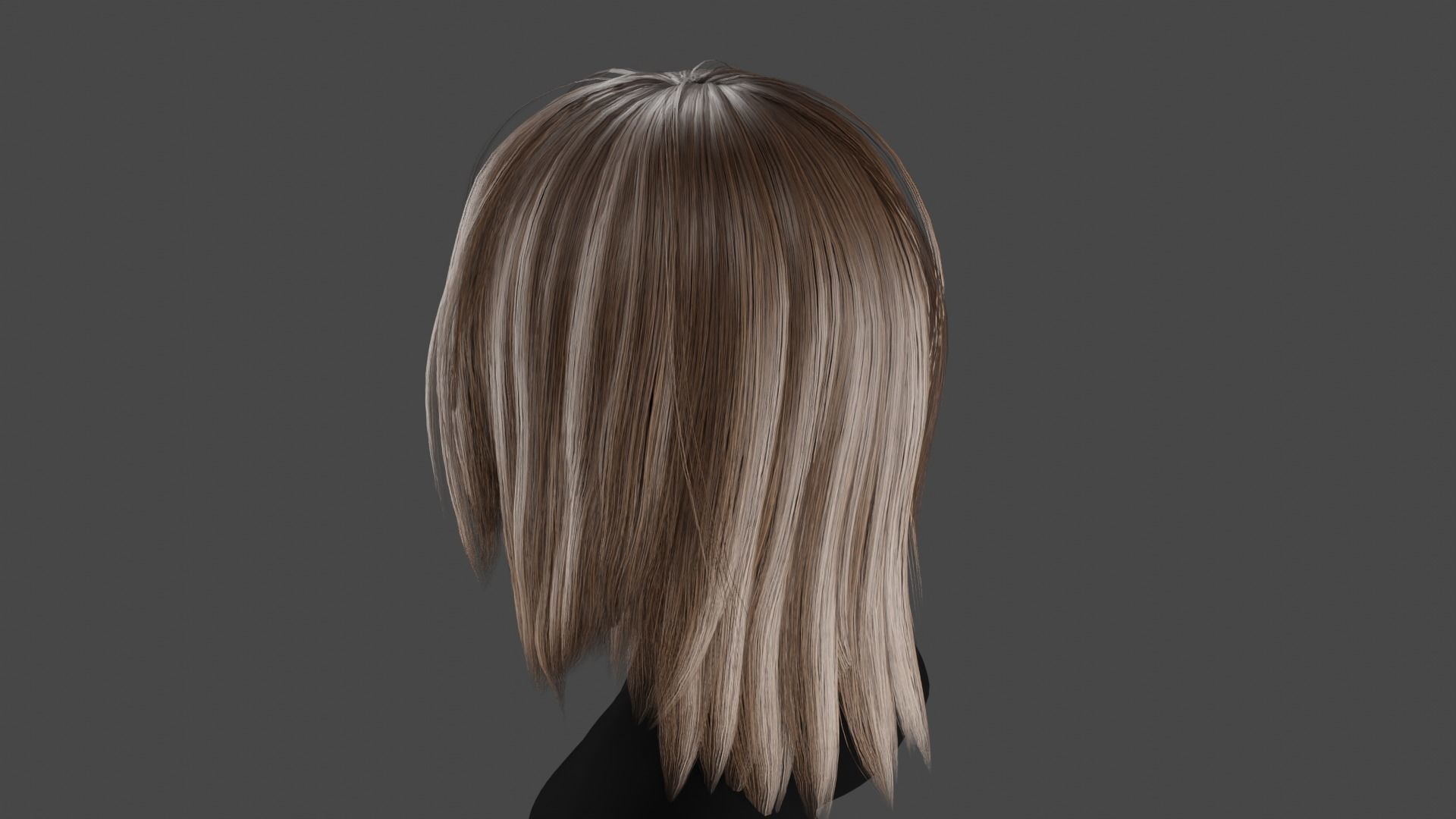 Hairstyle long II Real-Time Hairstyle for Games Low-poly 3D model_2