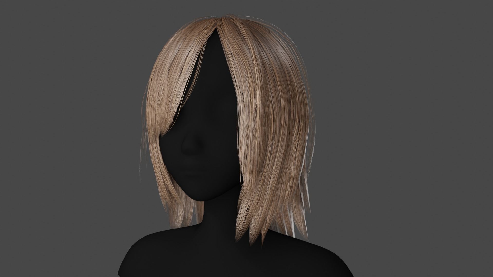 Hairstyle long II Real-Time Hairstyle for Games Low-poly 3D model_13