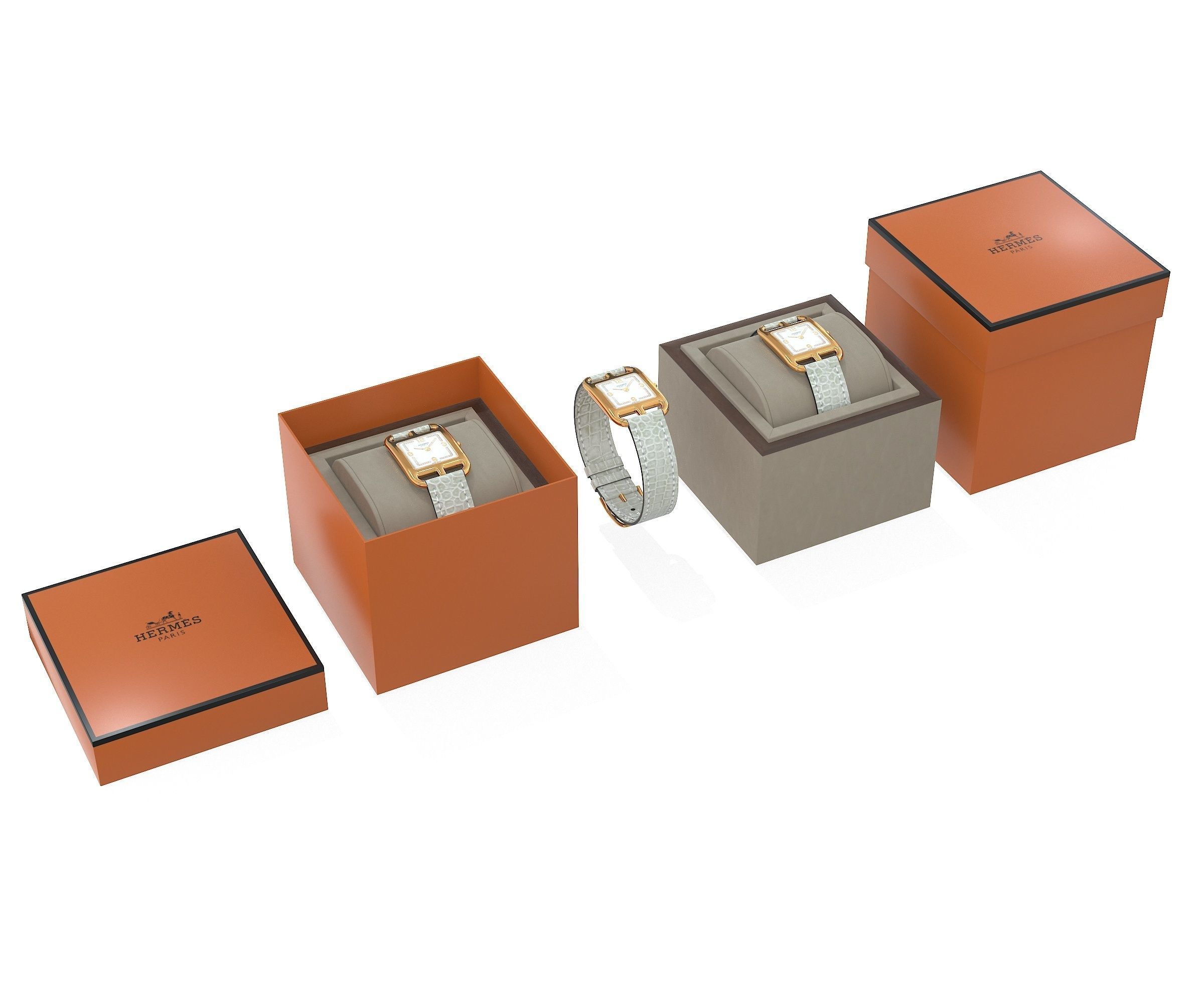 Hermes Cape Cod Watch and Box Low-poly 3D model_15