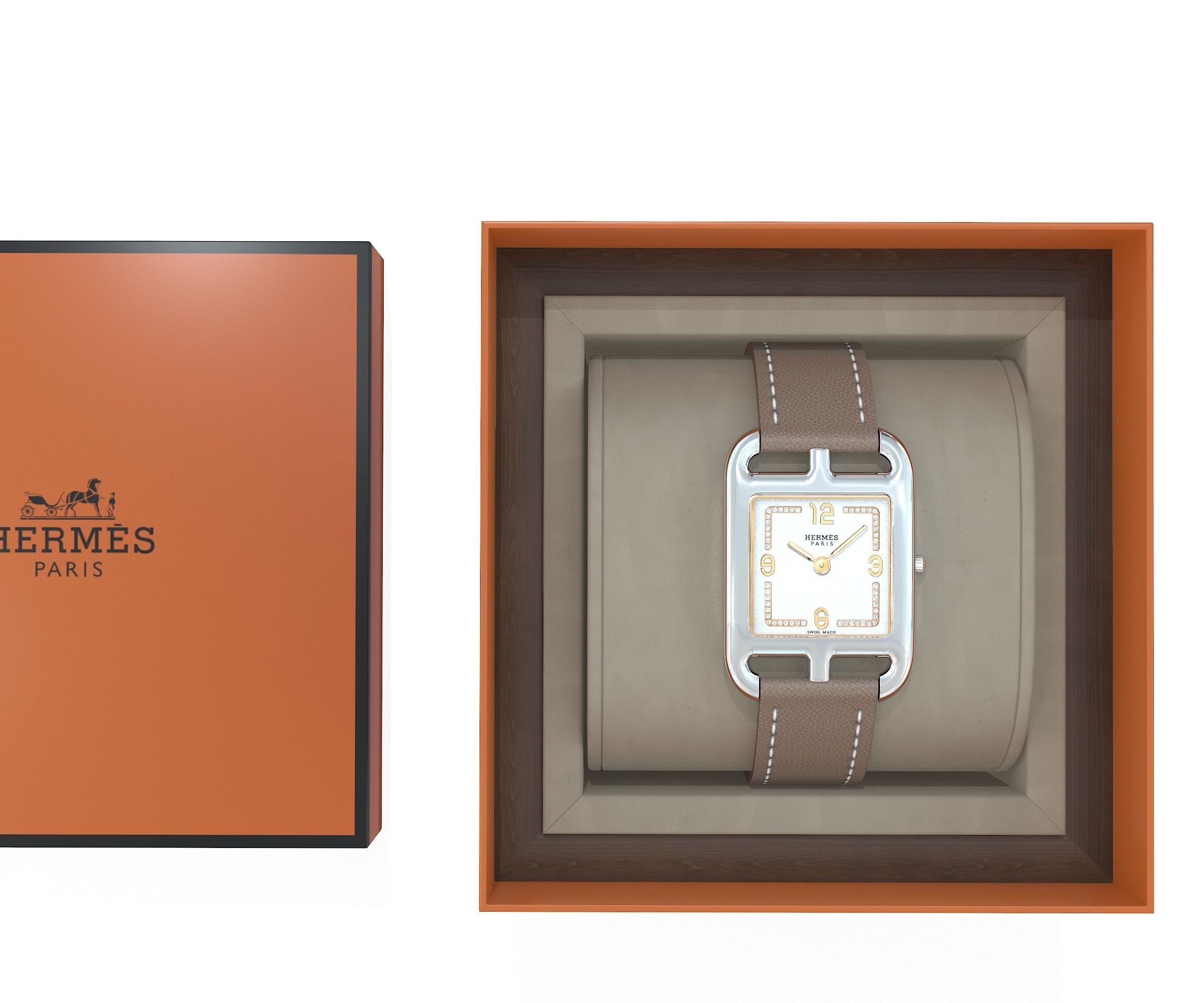 Hermes Cape Cod Watch and Box Low-poly 3D model_5
