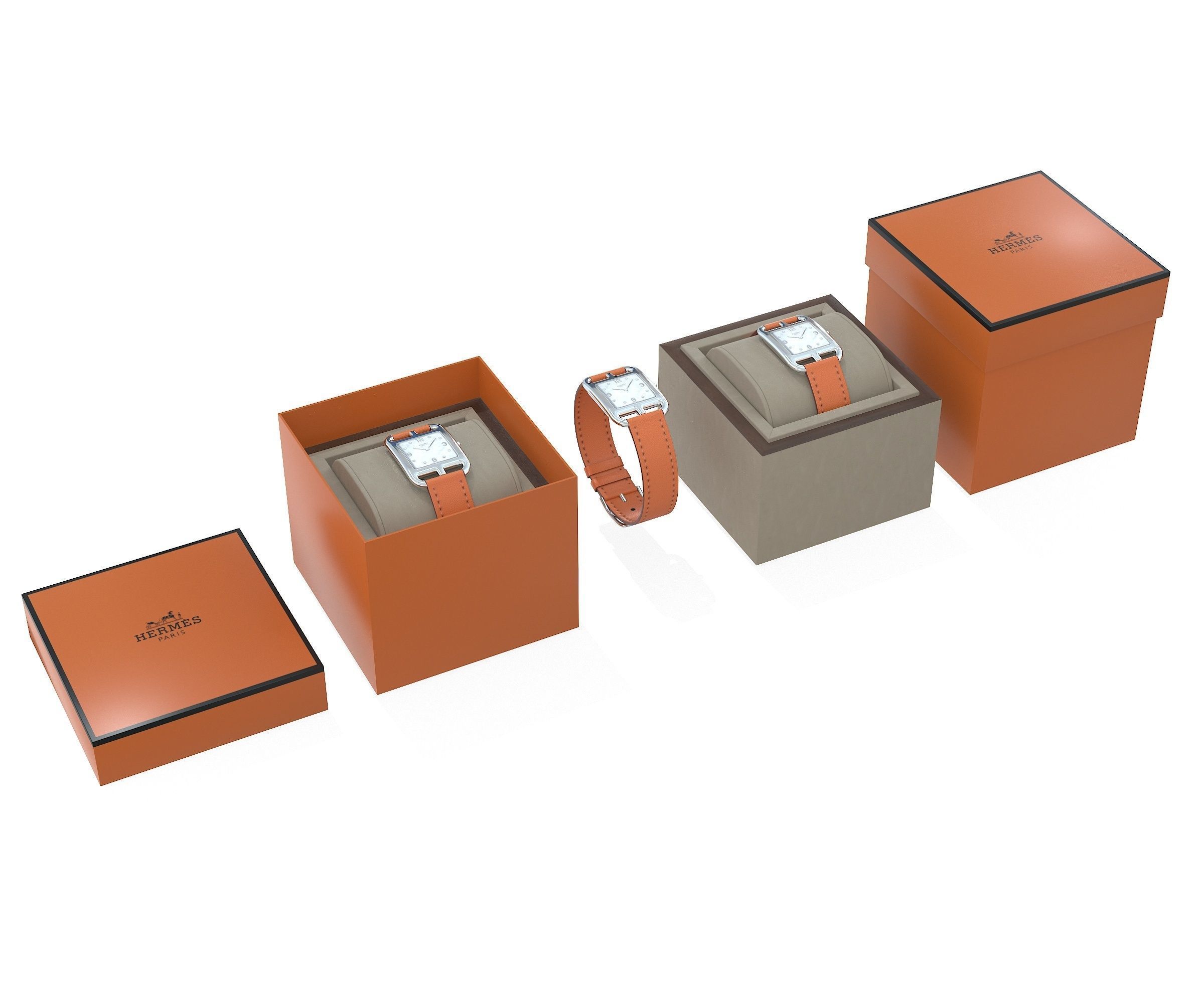 Hermes Cape Cod Watch and Box Low-poly 3D model_12