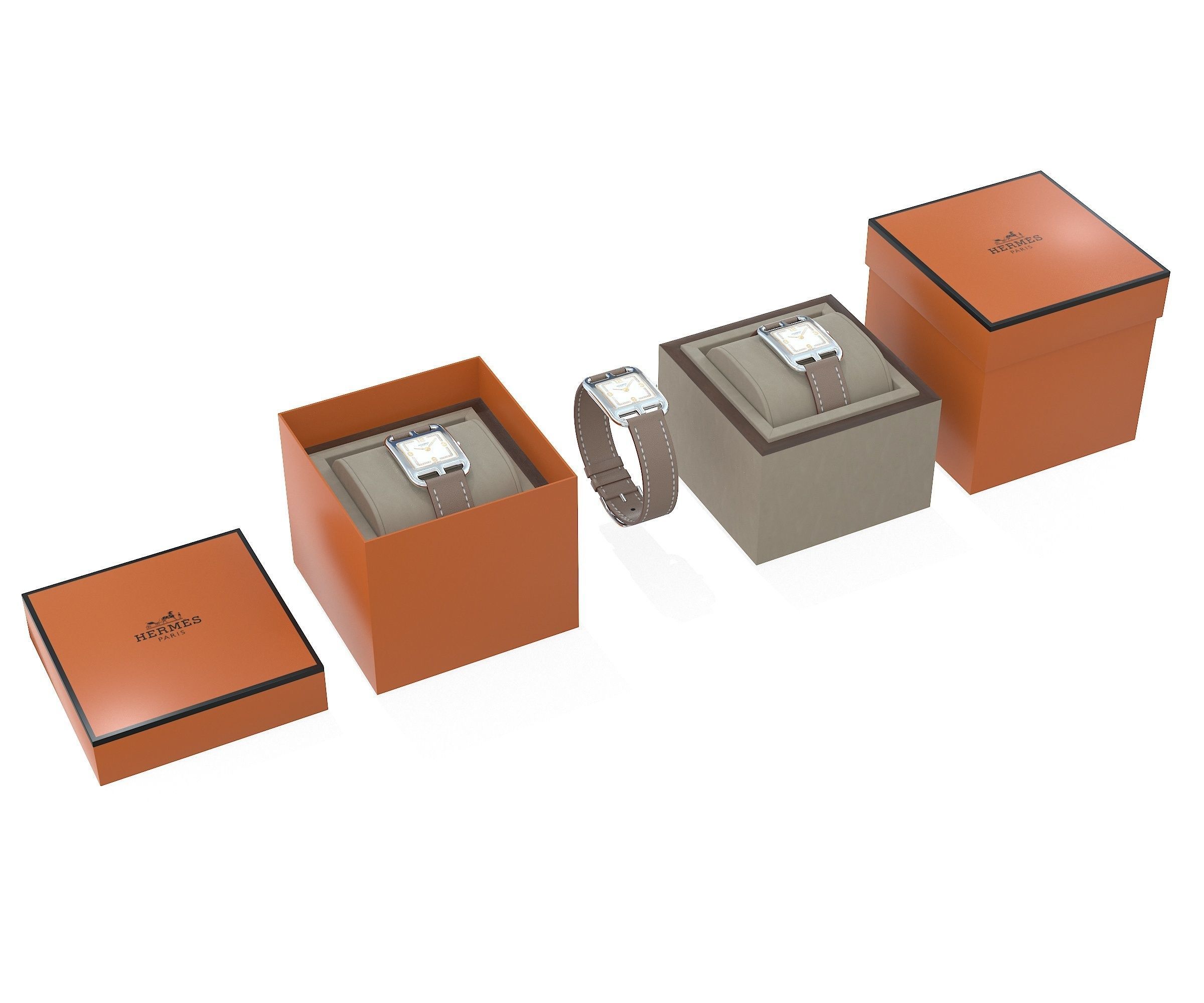 Hermes Cape Cod Watch and Box Low-poly 3D model_11