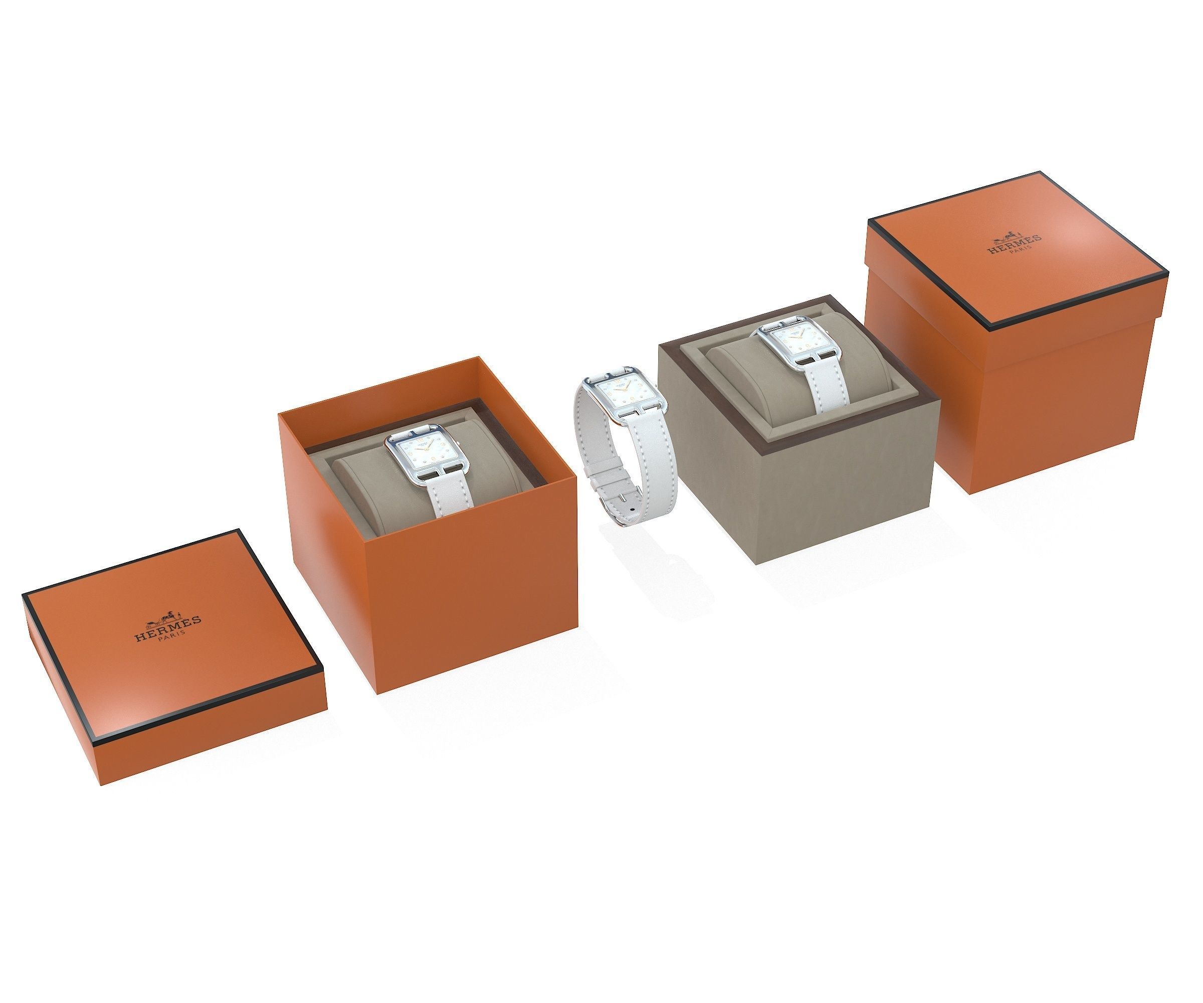 Hermes Cape Cod Watch and Box Low-poly 3D model_14
