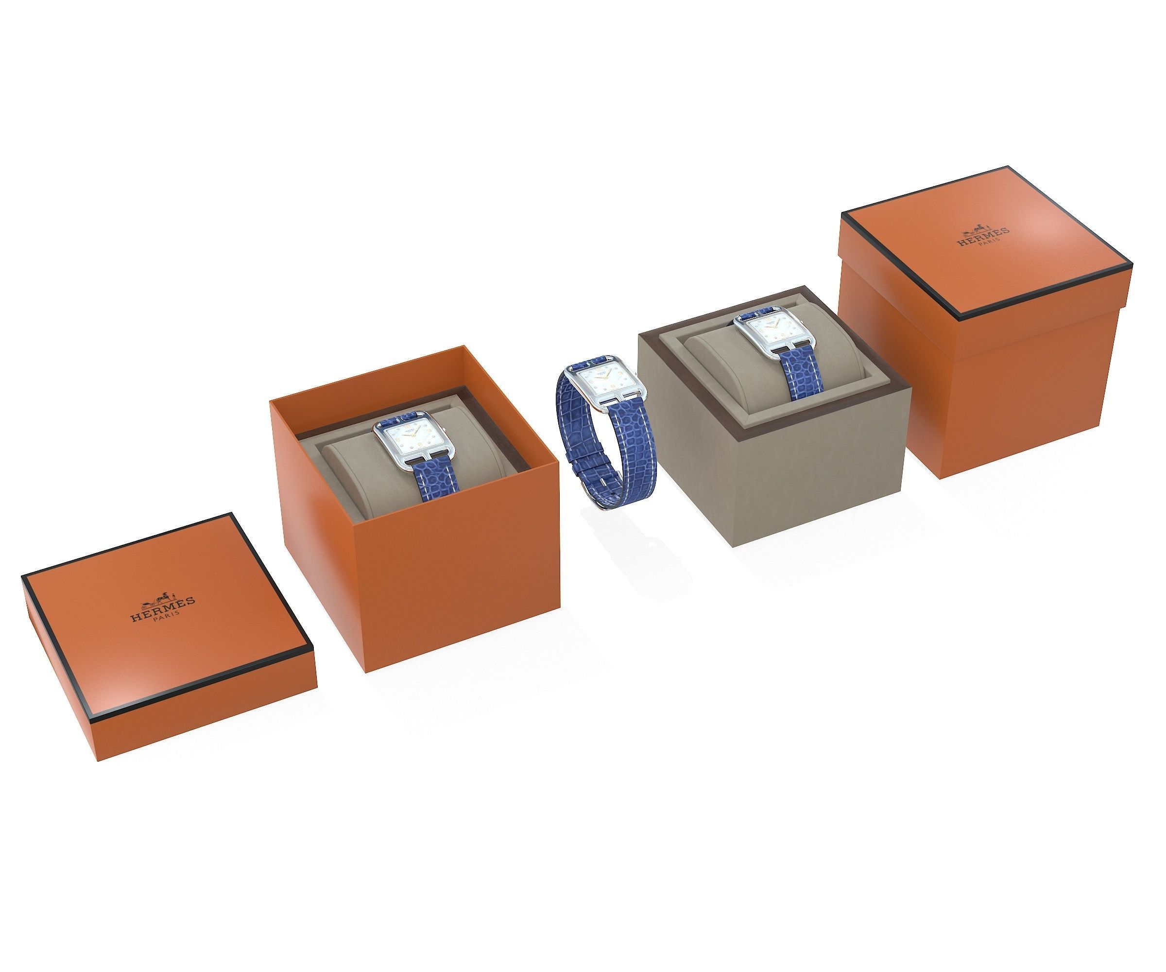 Hermes Cape Cod Watch and Box Low-poly 3D model_10