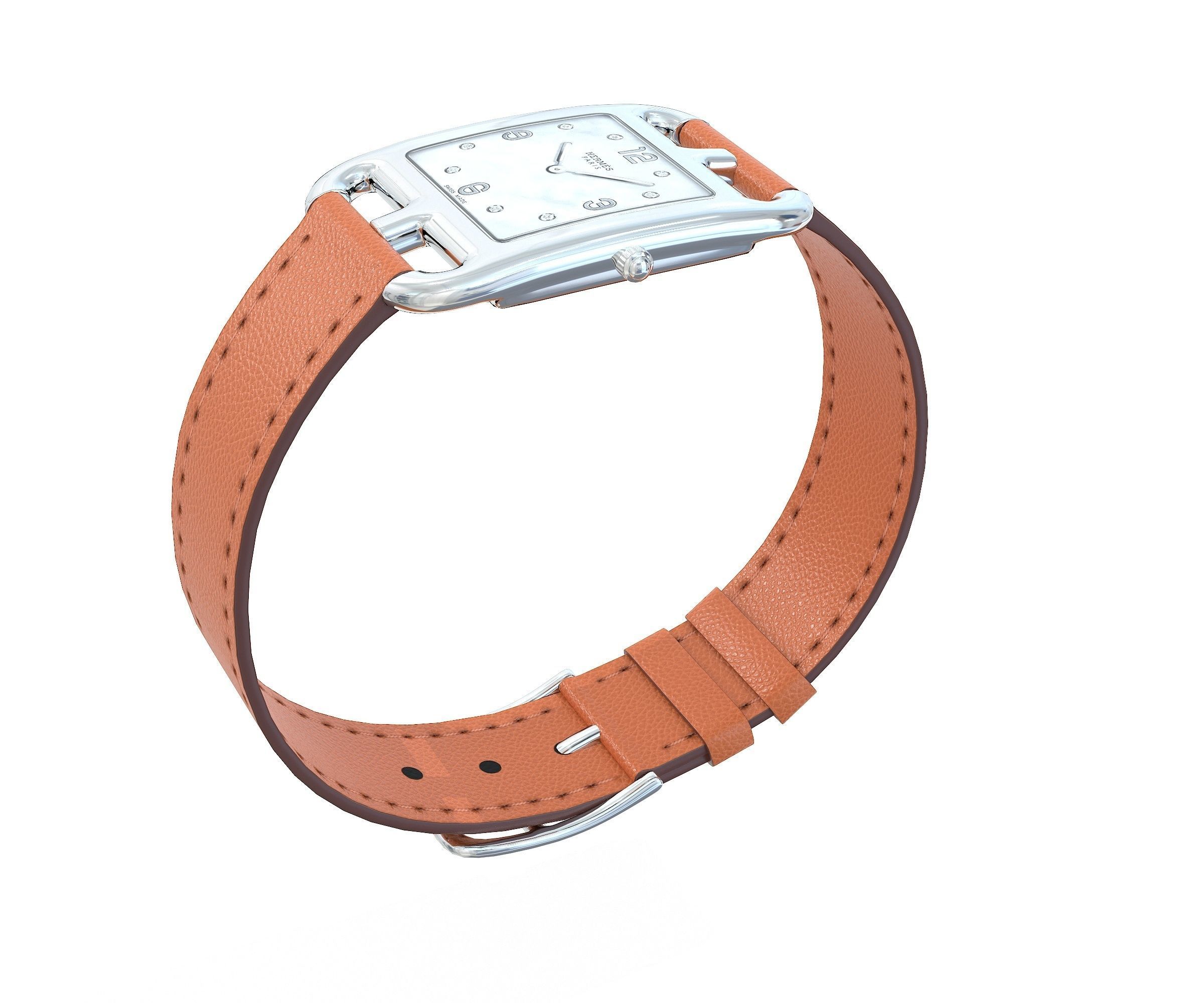 Hermes Cape Cod Watch and Box Low-poly 3D model_21