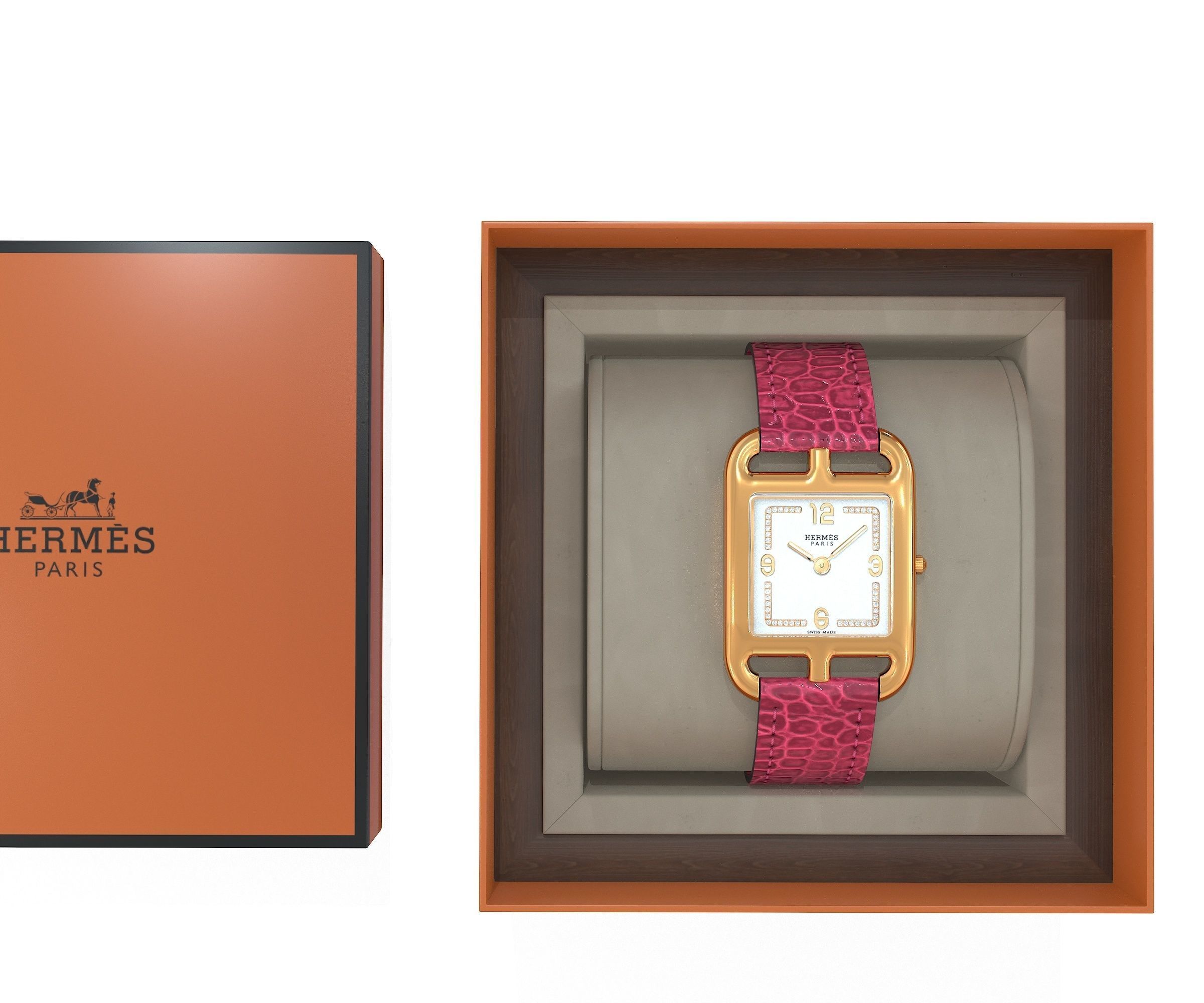 Hermes Cape Cod Watch and Box Low-poly 3D model_1