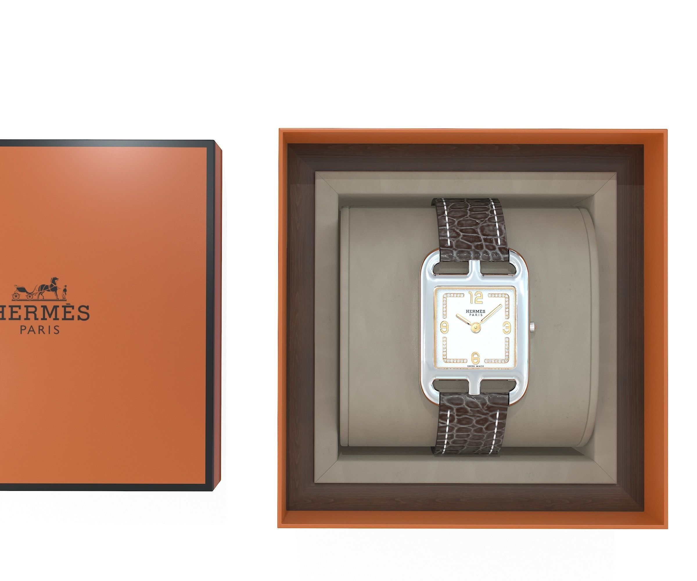 Hermes Cape Cod Watch and Box Low-poly 3D model_3