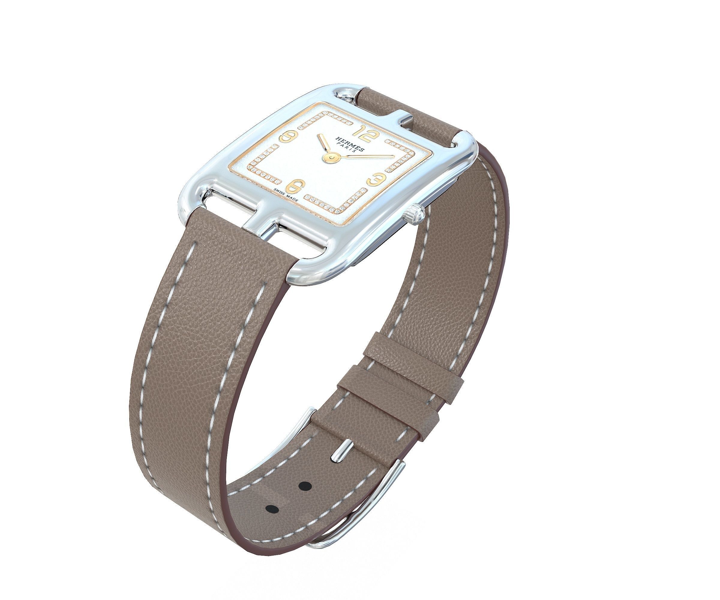 Hermes Cape Cod Watch and Box Low-poly 3D model_19