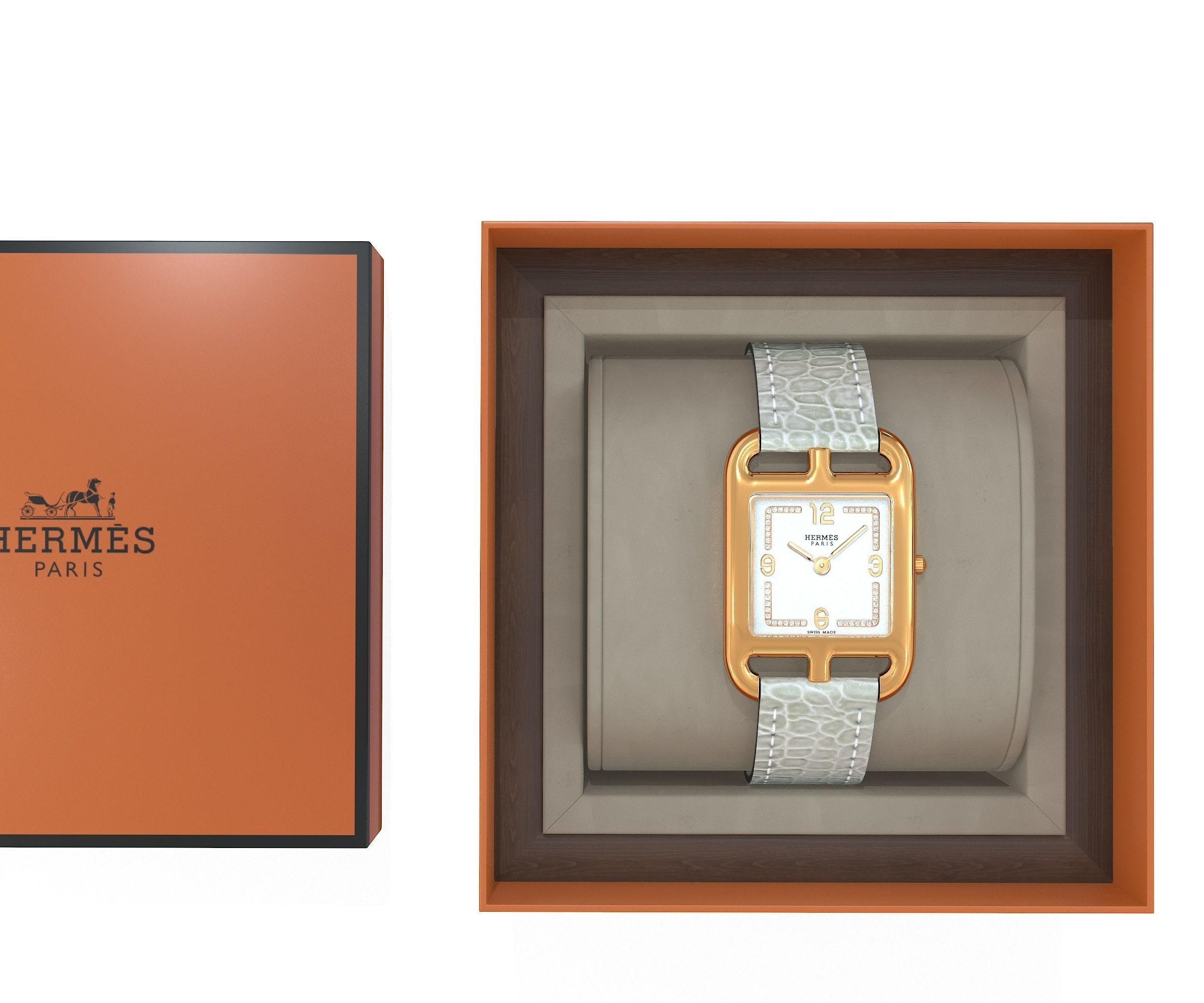 Hermes Cape Cod Watch and Box Low-poly 3D model_6