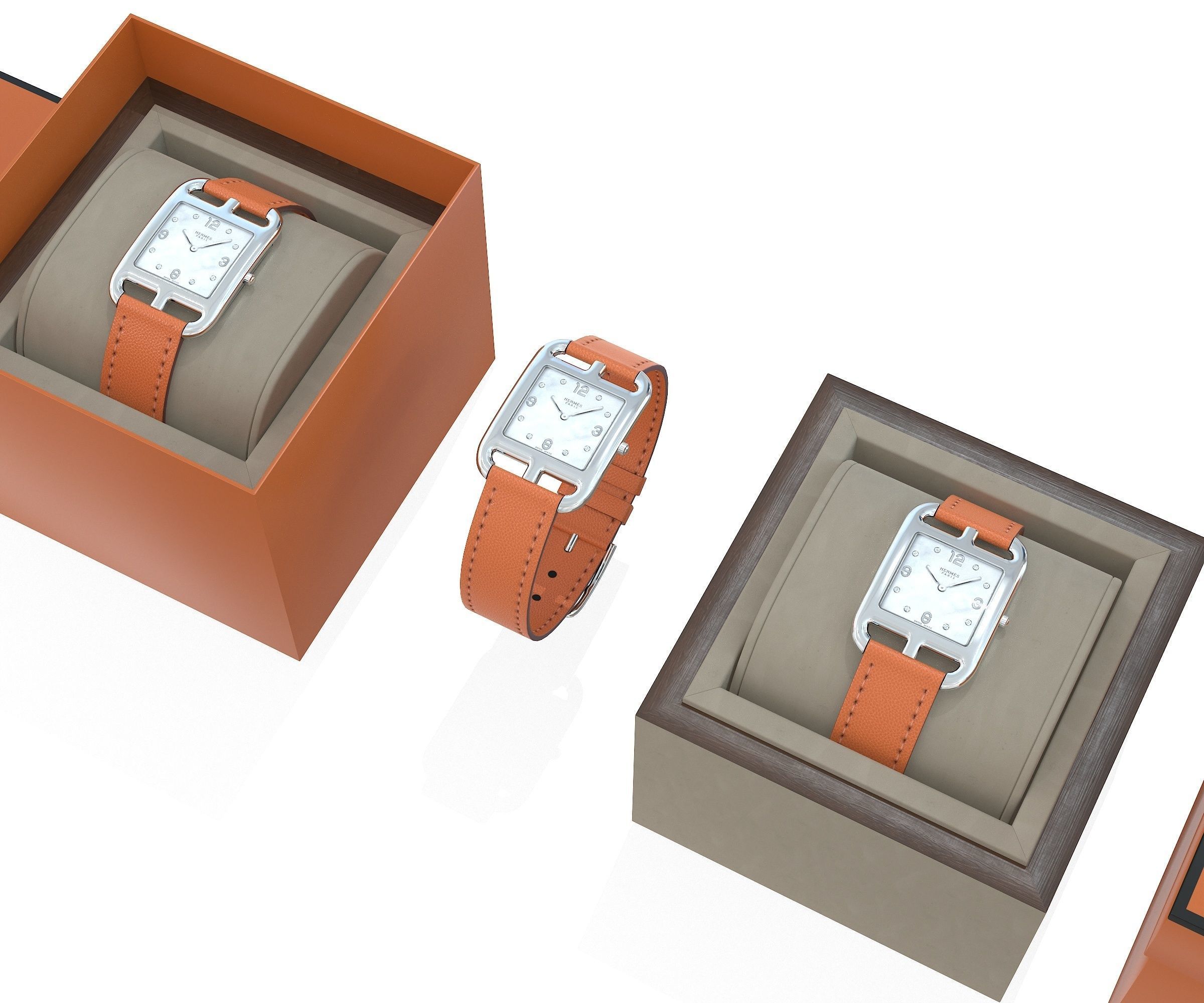 Hermes Cape Cod Watch and Box Low-poly 3D model_17