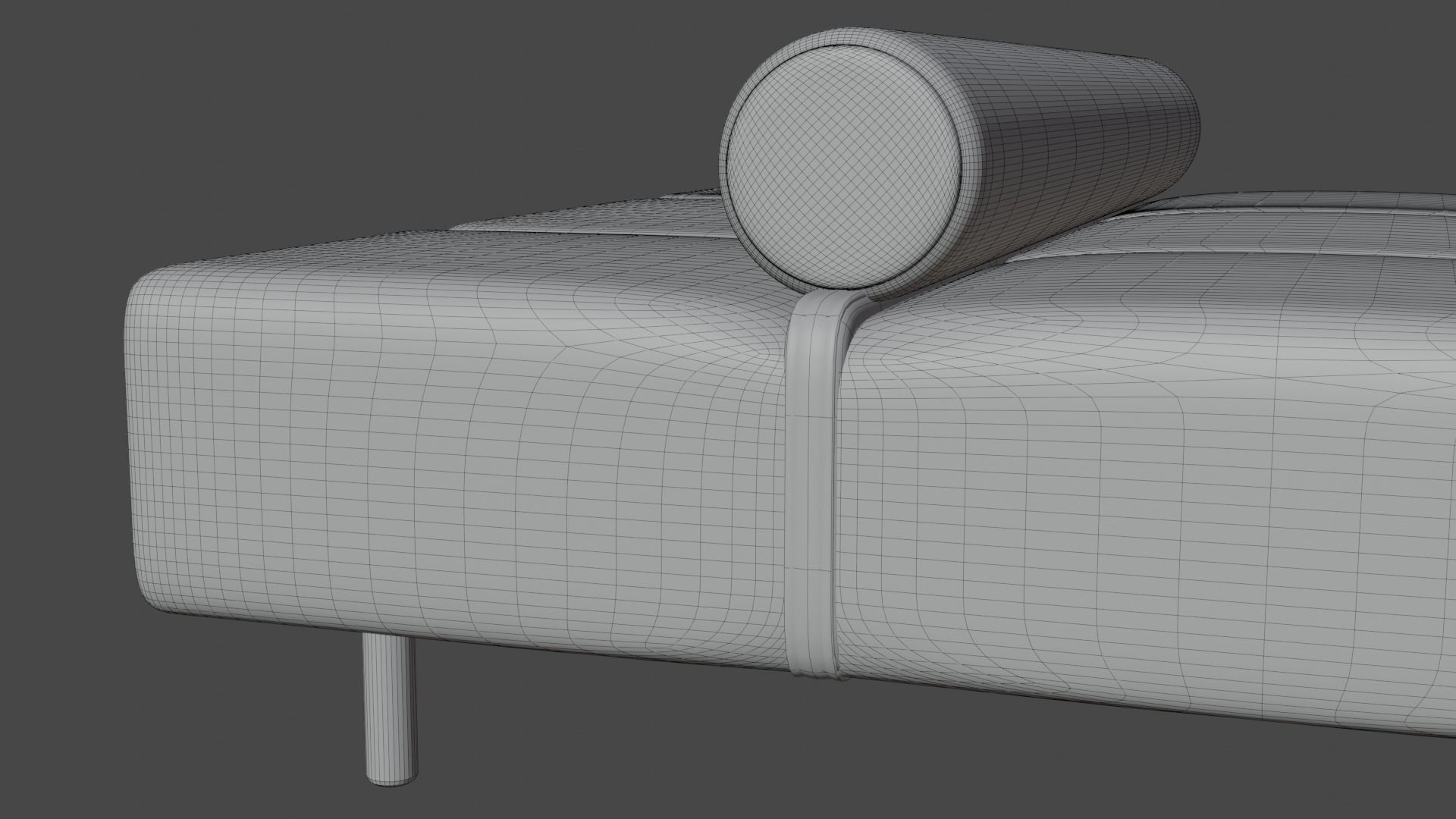 Light Ikea sofa with leather pillow and belt Low-poly 3D model_5
