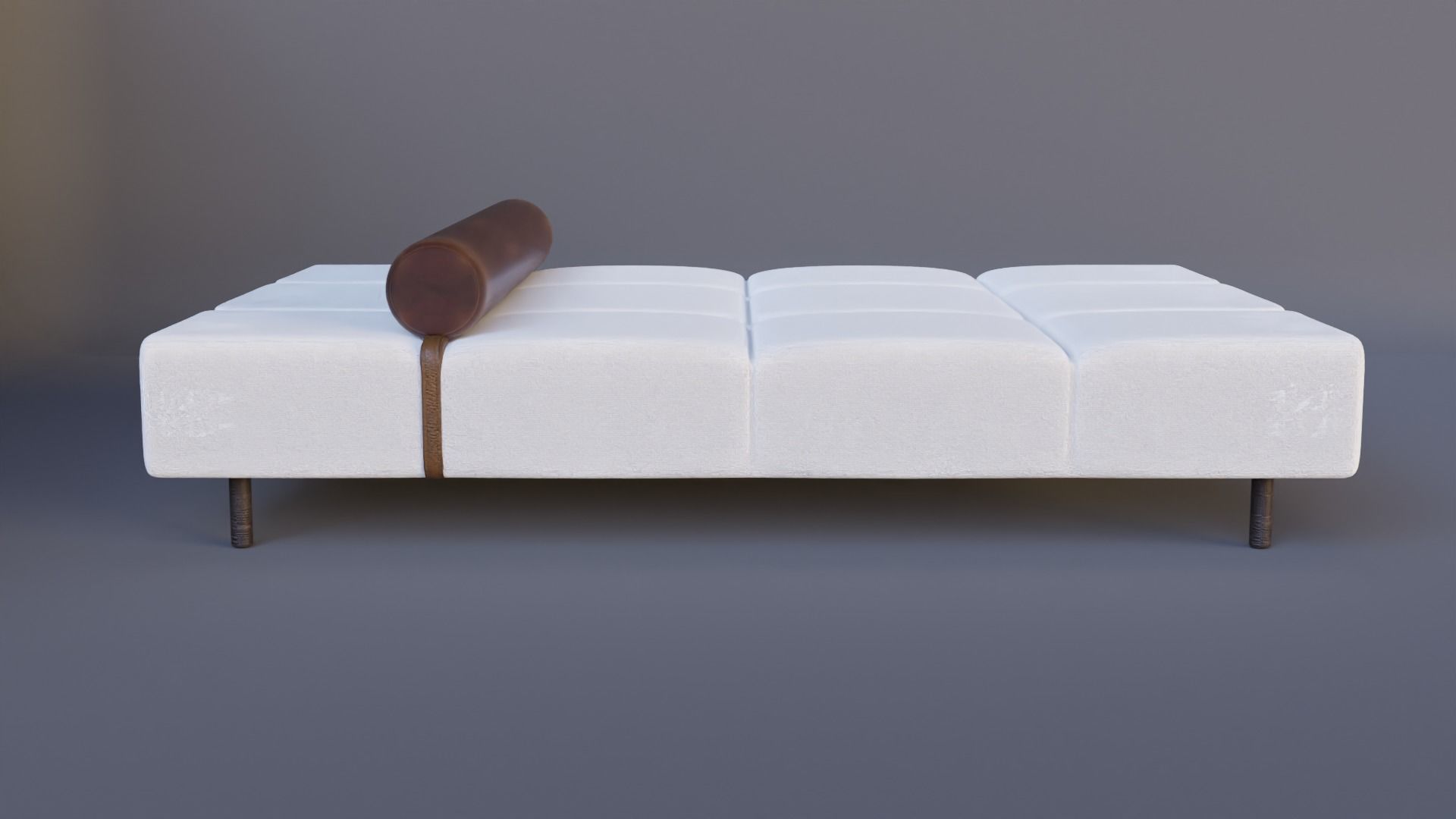 Light Ikea sofa with leather pillow and belt Low-poly 3D model_7